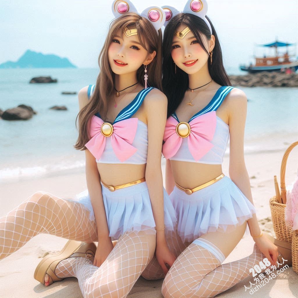 沙滩上的水手服诱惑：双胞胎女孩的夏日激情(45)