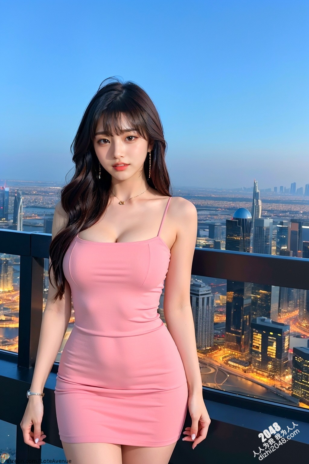 迪拜夜色下的粉红诱惑：绝美女孩的都市魅影