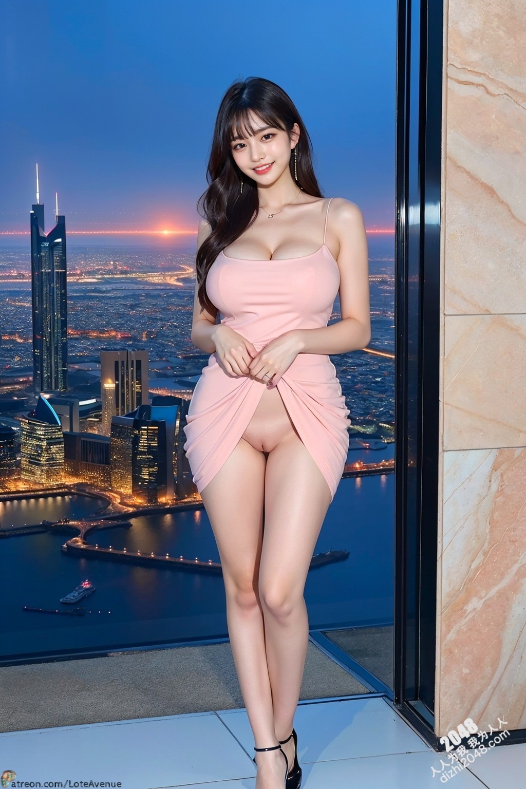 迪拜夜色下的粉红诱惑：绝美女孩的都市魅影(11)