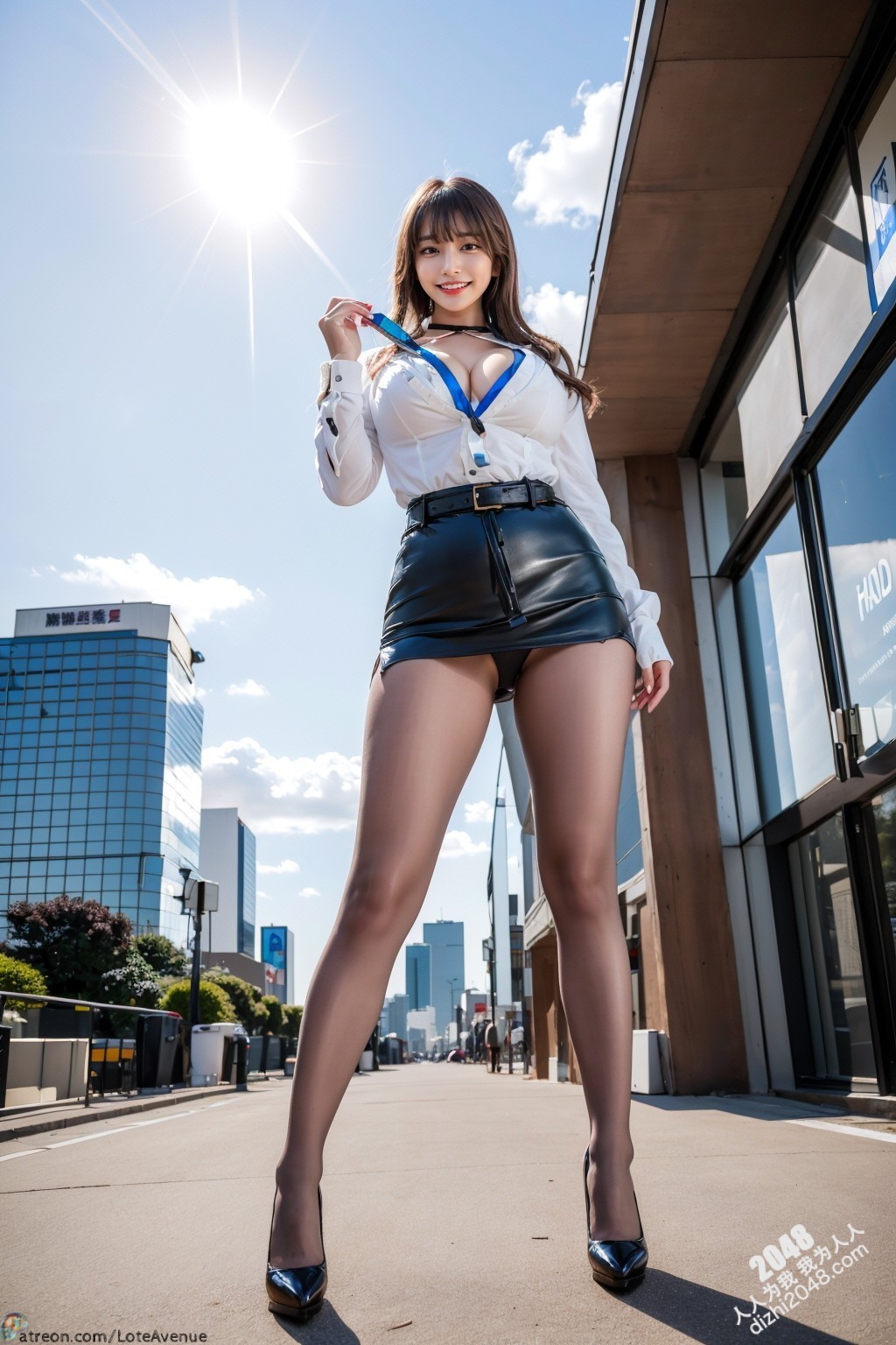 日本街头，白衬衫黑短裙的绝美尤物，午后阳光下的诱惑(2)