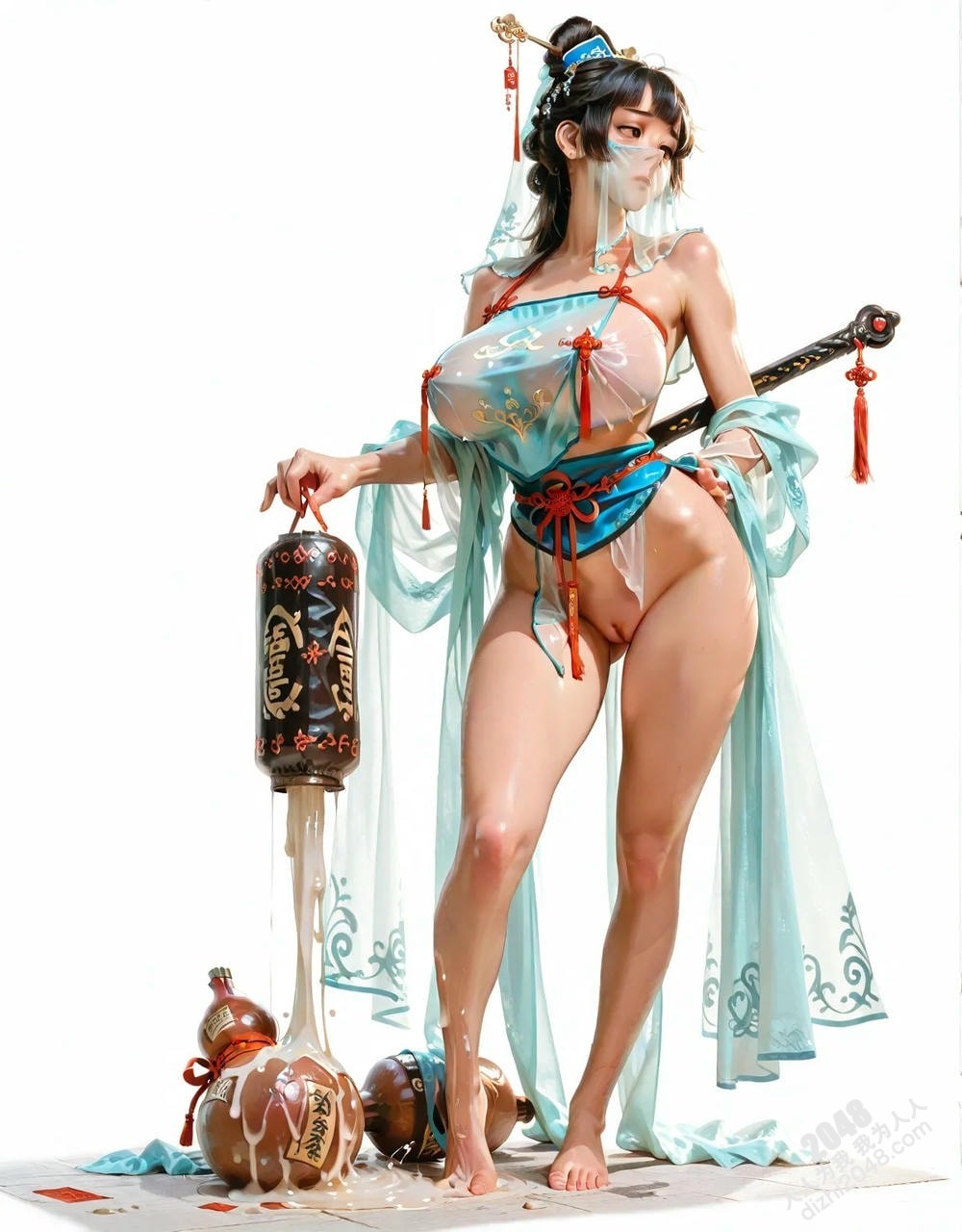 霓裳羽衣仙子：绝美古風仙俠少女立绘，高清大图，诱惑满满，性感撩人，让人欲罢不能。(19)