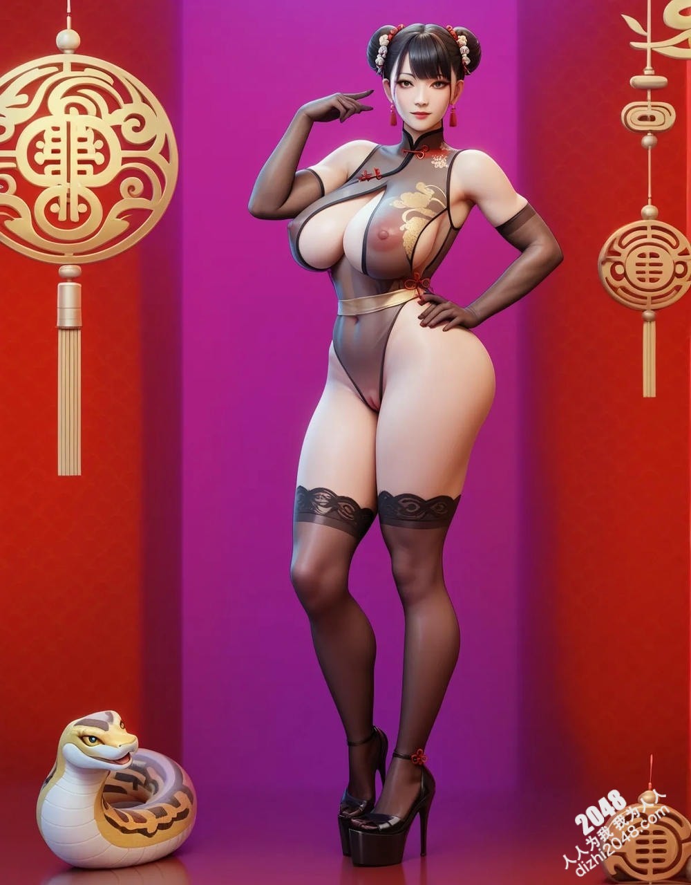 旗袍尤物：蛇年魅影，东方佳人2024新年写真(2)