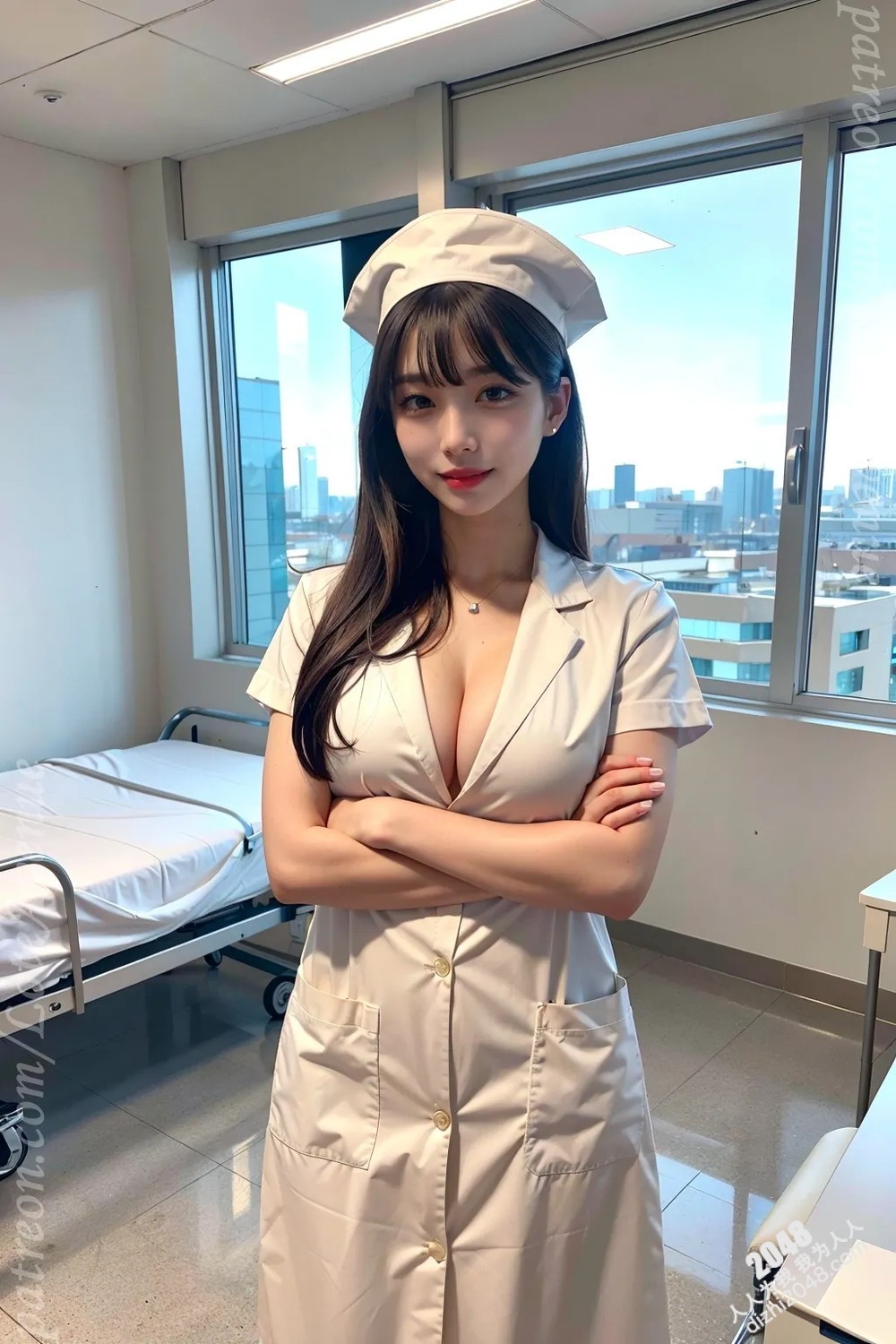 Rurina护士制服诱惑：洛特大道上的白色诱惑，护士装下的性感曲线，让人脸红心跳的制服诱惑写真(11)