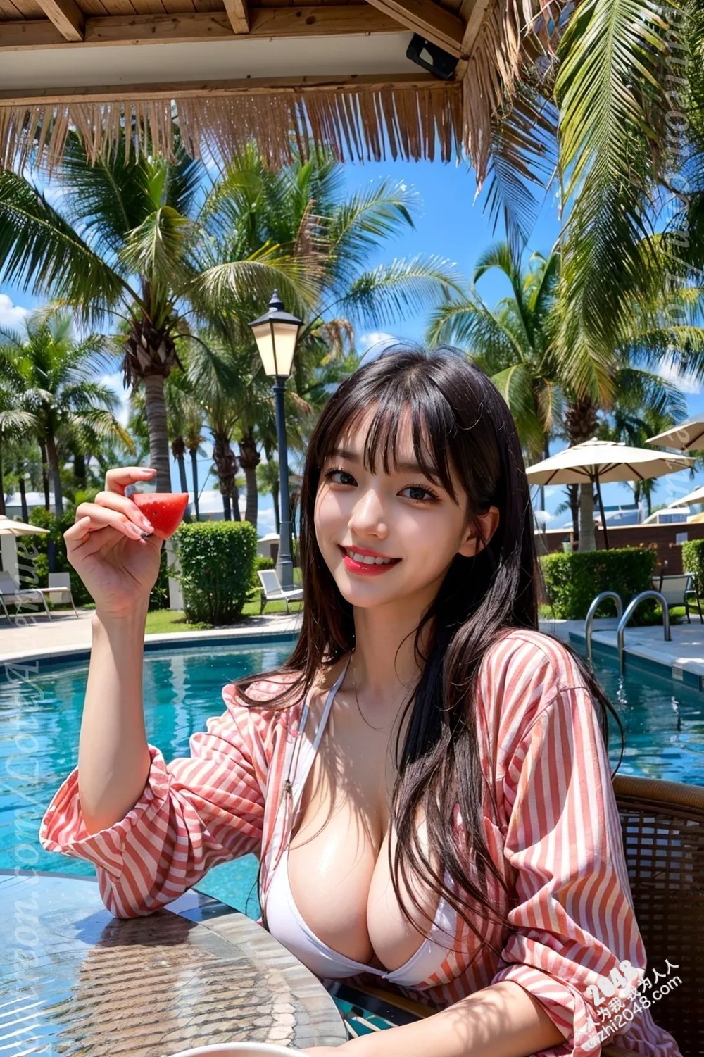Rurina洛特泳池边比基尼写真：阳光、水花、完美曲线，夏日诱惑！(38)