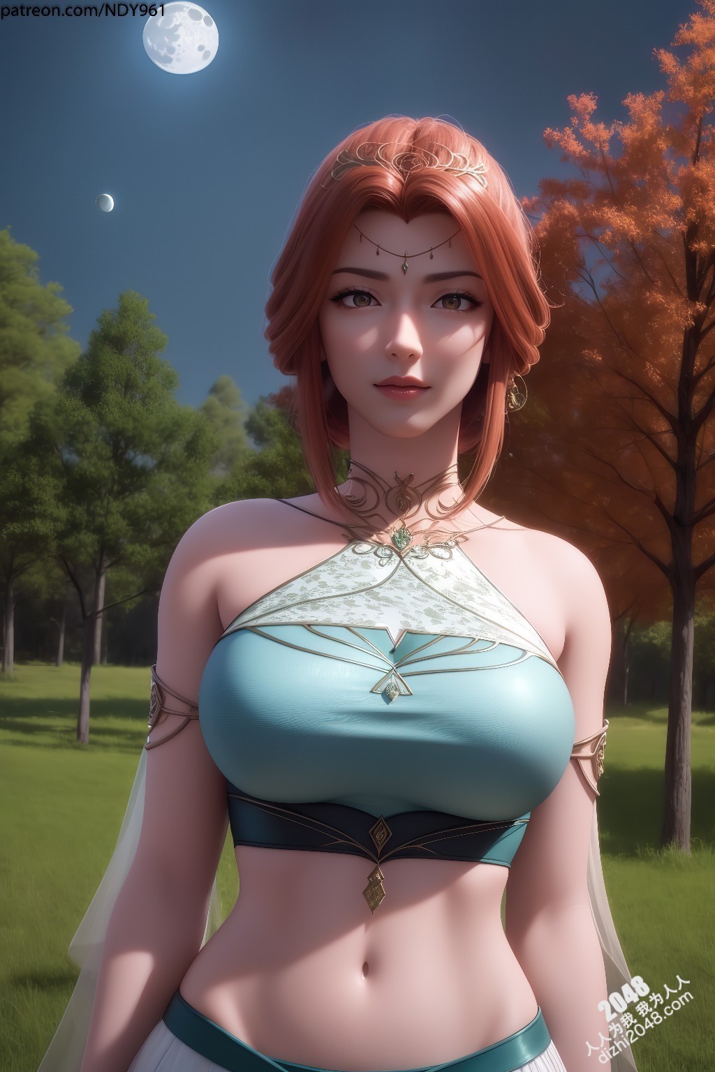 致灵文：精灵公主的禁忌诱惑—ndy148的绝美3D建模，高清大图，高清壁纸，二次元，3D建模，游戏角色，虚拟人物，性感，乳沟，傲人身材