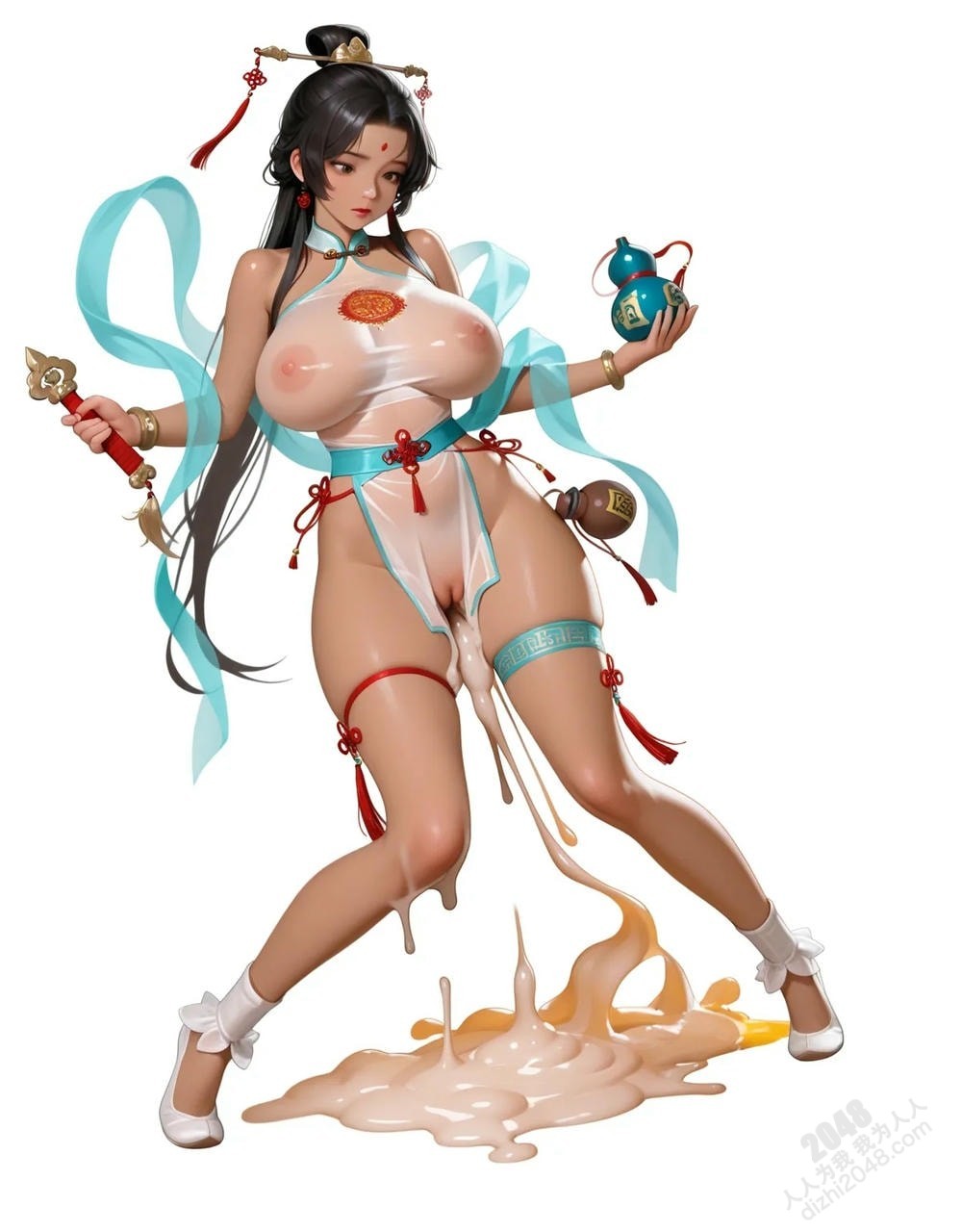 绝色仙侠少女：青衣佳人醉酒图鉴，高清诱惑壁纸，3D建模，东方韵味，古风立绘，游戏角色，国风插画(13)