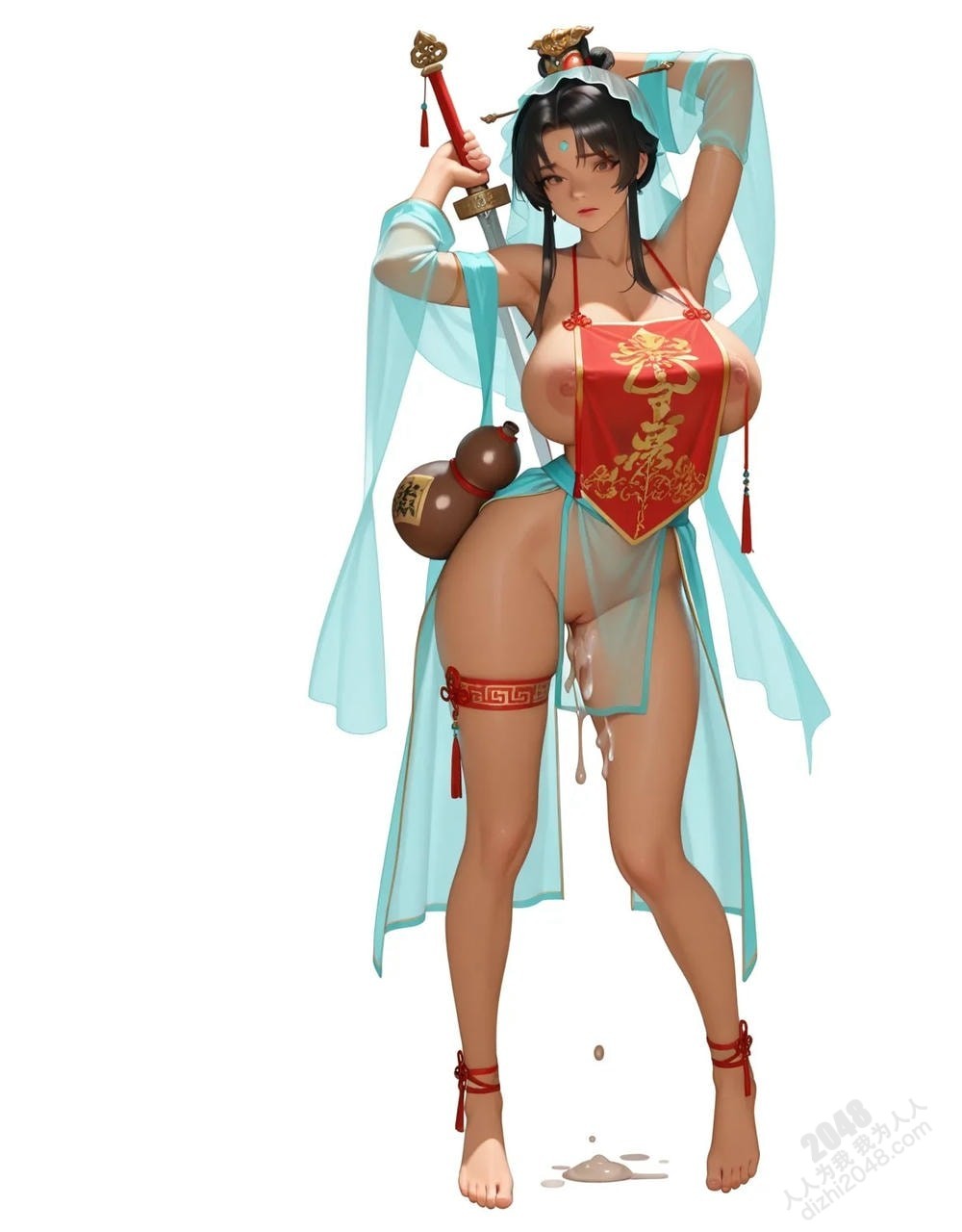 绝色仙侠少女：青衣佳人醉酒图鉴，高清诱惑壁纸，3D建模，东方韵味，古风立绘，游戏角色，国风插画(27)