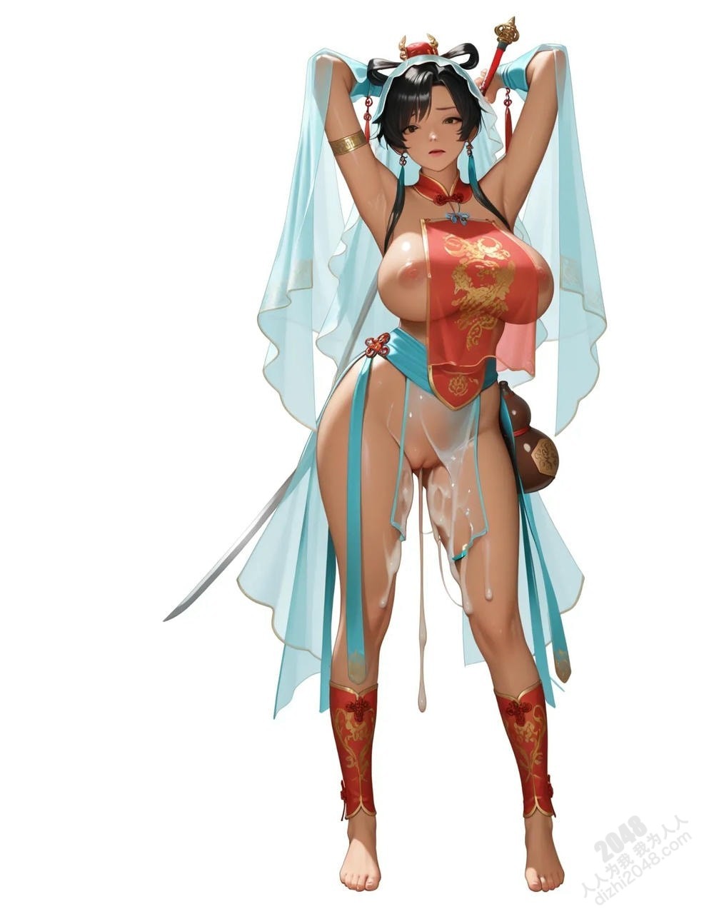 绝色仙侠少女：青衣佳人醉酒图鉴，高清诱惑壁纸，3D建模，东方韵味，古风立绘，游戏角色，国风插画(25)