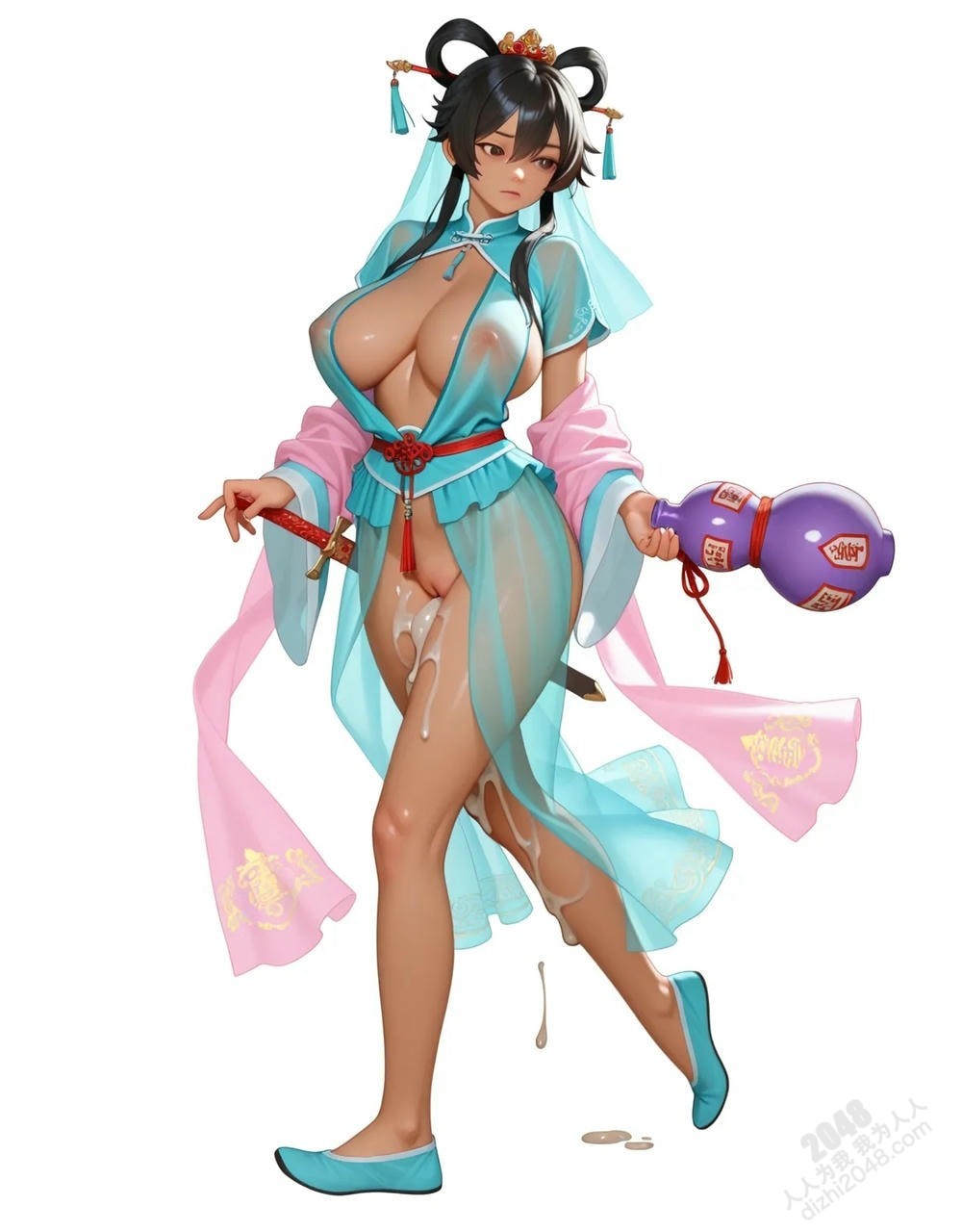 绝色仙侠少女：青衣佳人醉酒图鉴，高清诱惑壁纸，3D建模，东方韵味，古风立绘，游戏角色，国风插画(30)