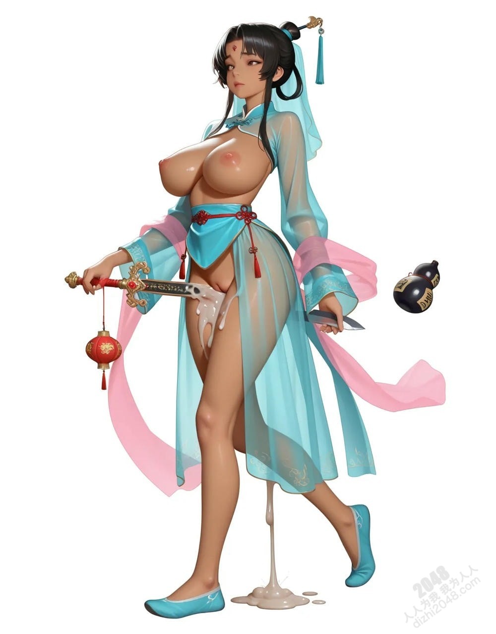 绝色仙侠少女：青衣佳人醉酒图鉴，高清诱惑壁纸，3D建模，东方韵味，古风立绘，游戏角色，国风插画(29)