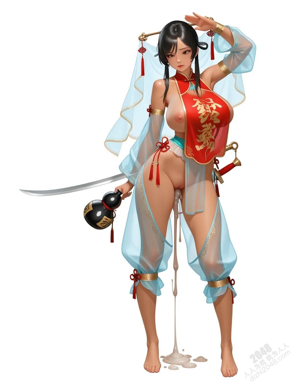 绝色仙侠少女：青衣佳人醉酒图鉴，高清诱惑壁纸，3D建模，东方韵味，古风立绘，游戏角色，国风插画(28)