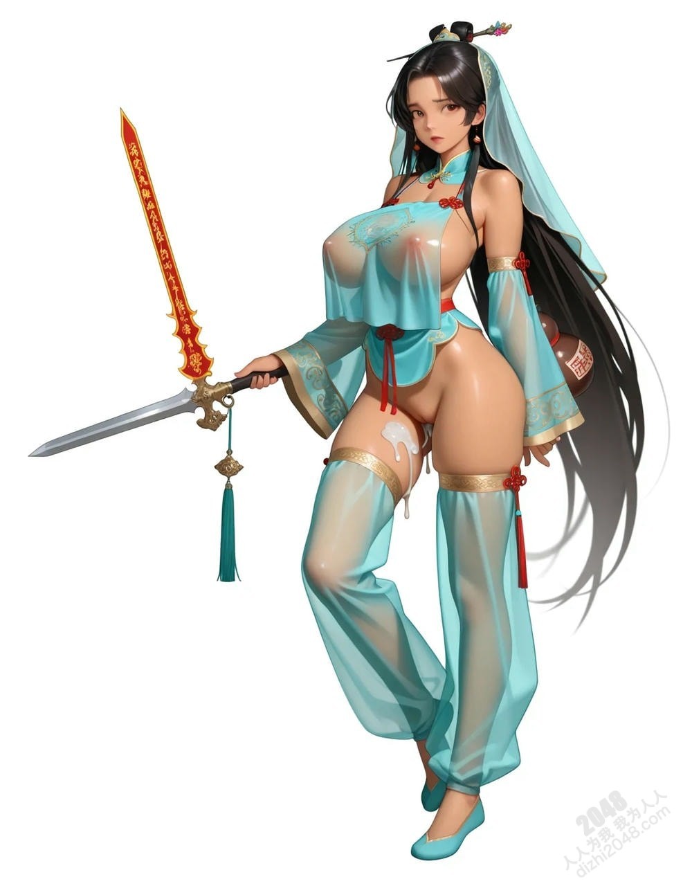 绝色仙侠少女：青丝如瀑，酥胸半露，宝剑在握，步步生莲(5)