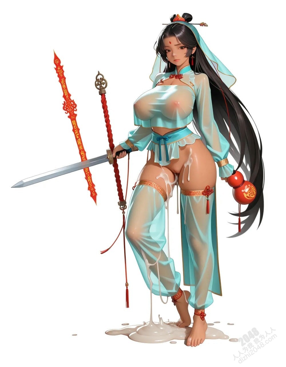绝色仙侠少女：青丝如瀑，酥胸半露，宝剑在握，步步生莲(4)