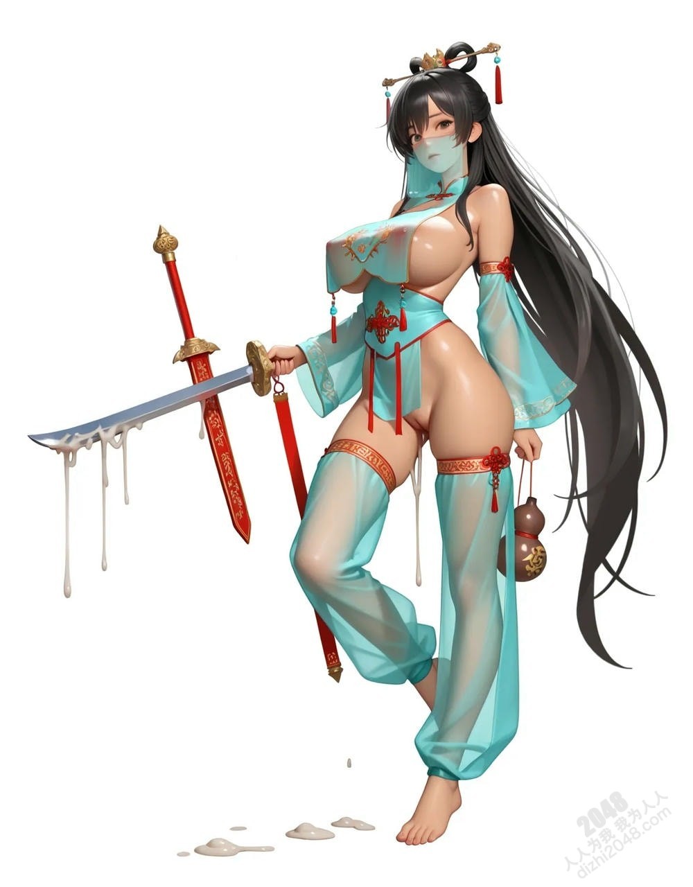 绝色仙侠少女：青丝如瀑，酥胸半露，宝剑在握，步步生莲(6)