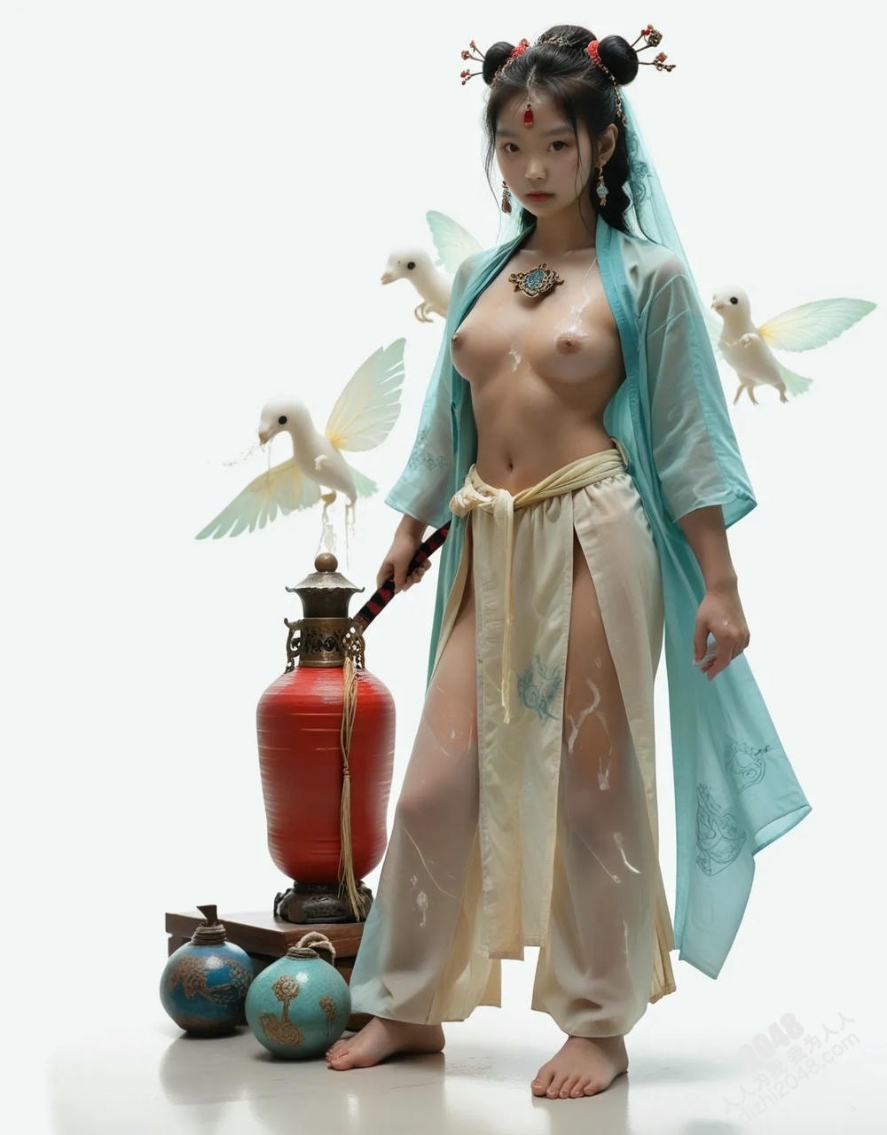 绝色仙侠少女：青丝如瀑，酥胸半露，宝剑在握，步步生莲(17)