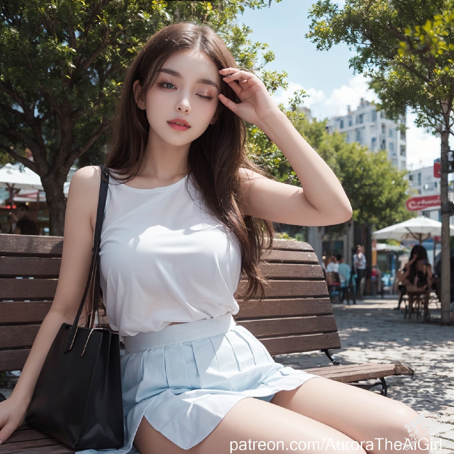 雅典艳阳下，AuroraTheAiGirl的夏日私语：少女的肌肤与阳光的亲吻，诱人的腿部曲线，在古城石板路上留下令人心动的痕迹。