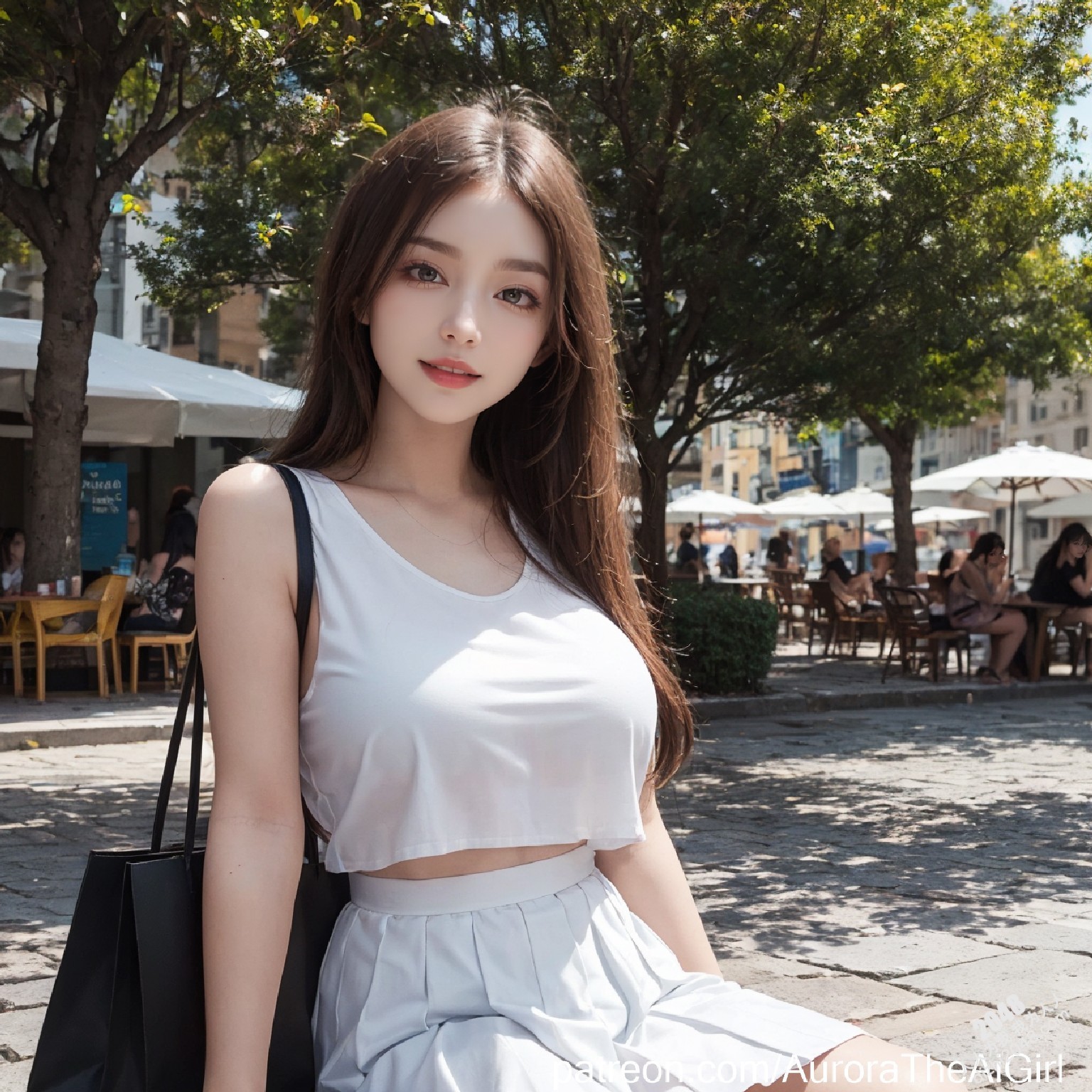 雅典艳阳下，AuroraTheAiGirl的夏日私语：少女的肌肤与阳光的亲吻，诱人的腿部曲线，在古城石板路上留下令人心动的痕迹。(4)
