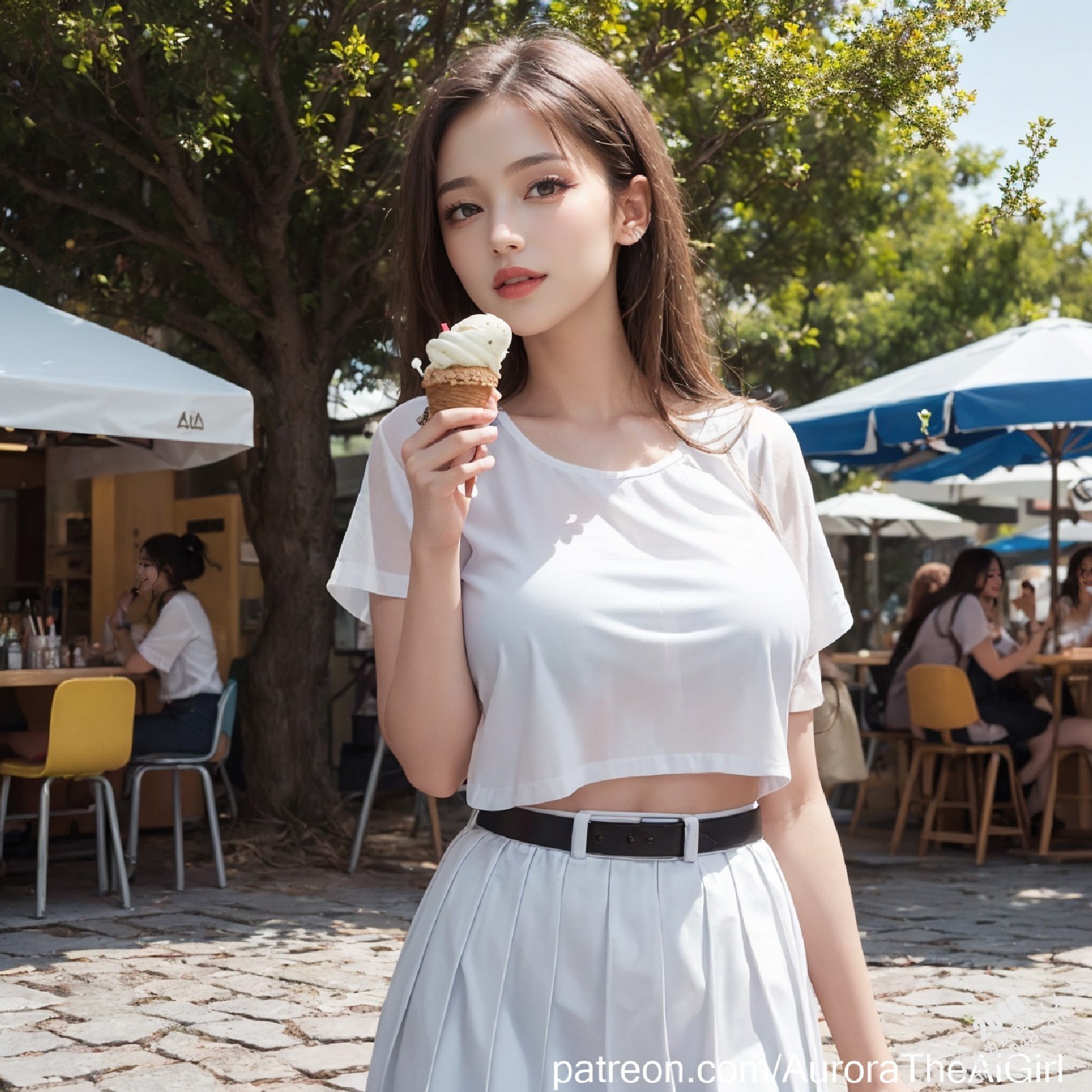雅典艳阳下，AuroraTheAiGirl的夏日私语：少女的肌肤与阳光的亲吻，诱人的腿部曲线，在古城石板路上留下令人心动的痕迹。(7)