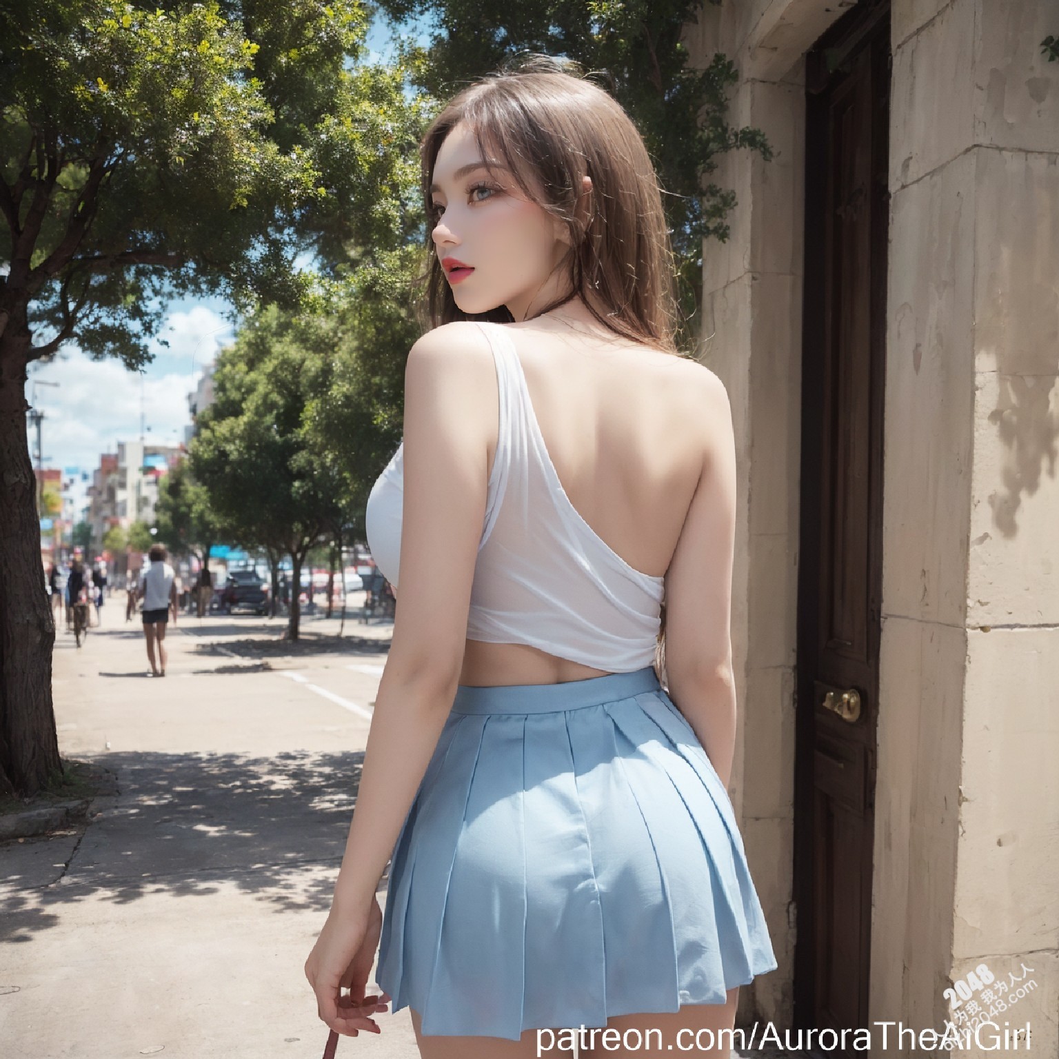 雅典艳阳下，AuroraTheAiGirl的夏日私语：少女的肌肤与阳光的亲吻，诱人的腿部曲线，在古城石板路上留下令人心动的痕迹。(10)