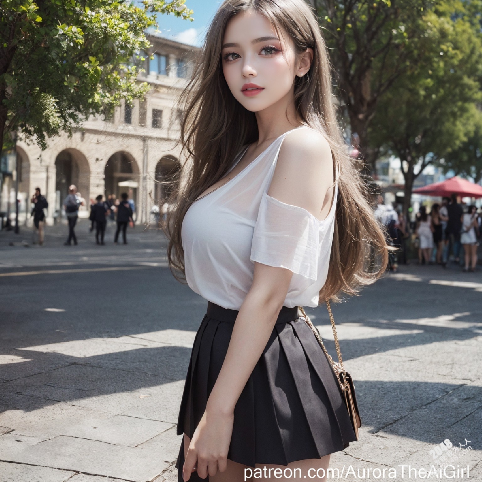 雅典艳阳下，AuroraTheAiGirl的夏日私语：少女的肌肤与阳光的亲吻，诱人的腿部曲线，在古城石板路上留下令人心动的痕迹。(20)