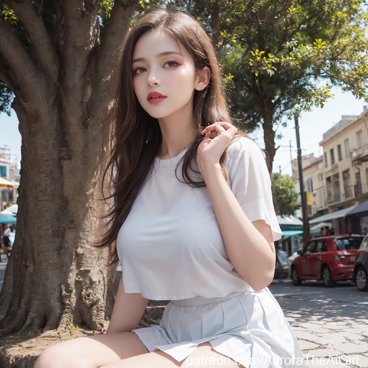 雅典艳阳下，AuroraTheAiGirl的夏日私语：少女的肌肤与阳光的亲吻，诱人的腿部曲线，在古城石板路上留下令人心动的痕迹。(31)