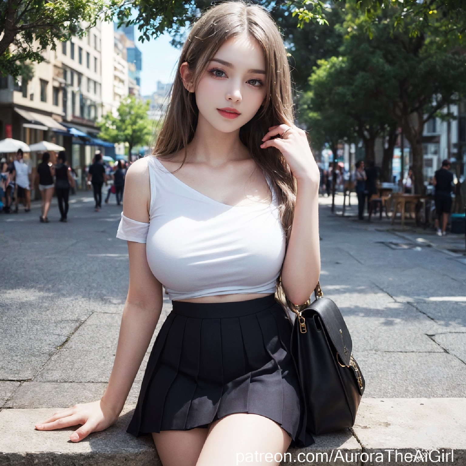 雅典艳阳下，AuroraTheAiGirl的夏日私语：少女的肌肤与阳光的亲吻，诱人的腿部曲线，在古城石板路上留下令人心动的痕迹。(34)