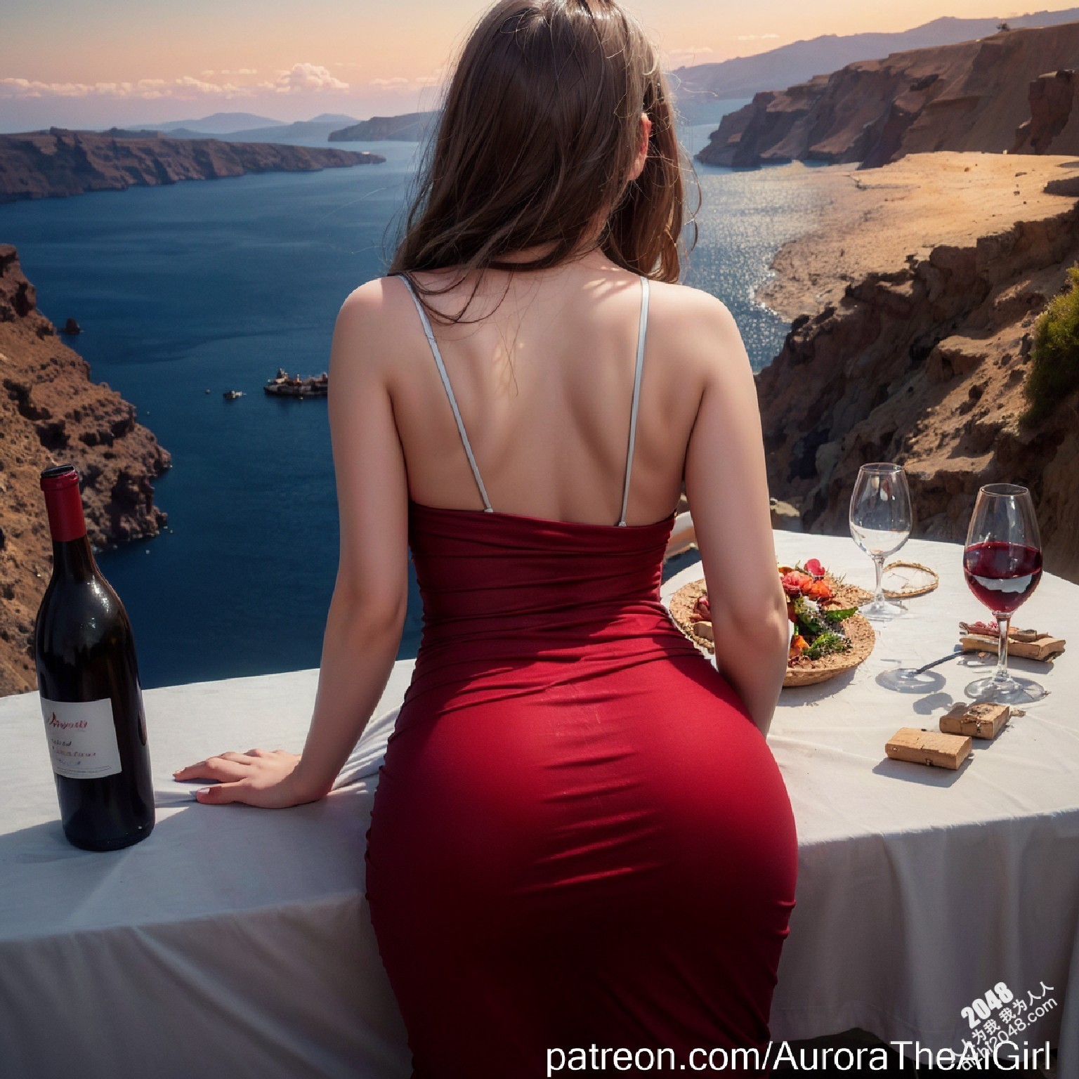 圣托里尼的诱惑：AuroraTheArtGirl的火辣假期，爱琴海畔的私密写真，极致诱惑的臀部曲线，让人欲罢不能的绝美身材(12)
