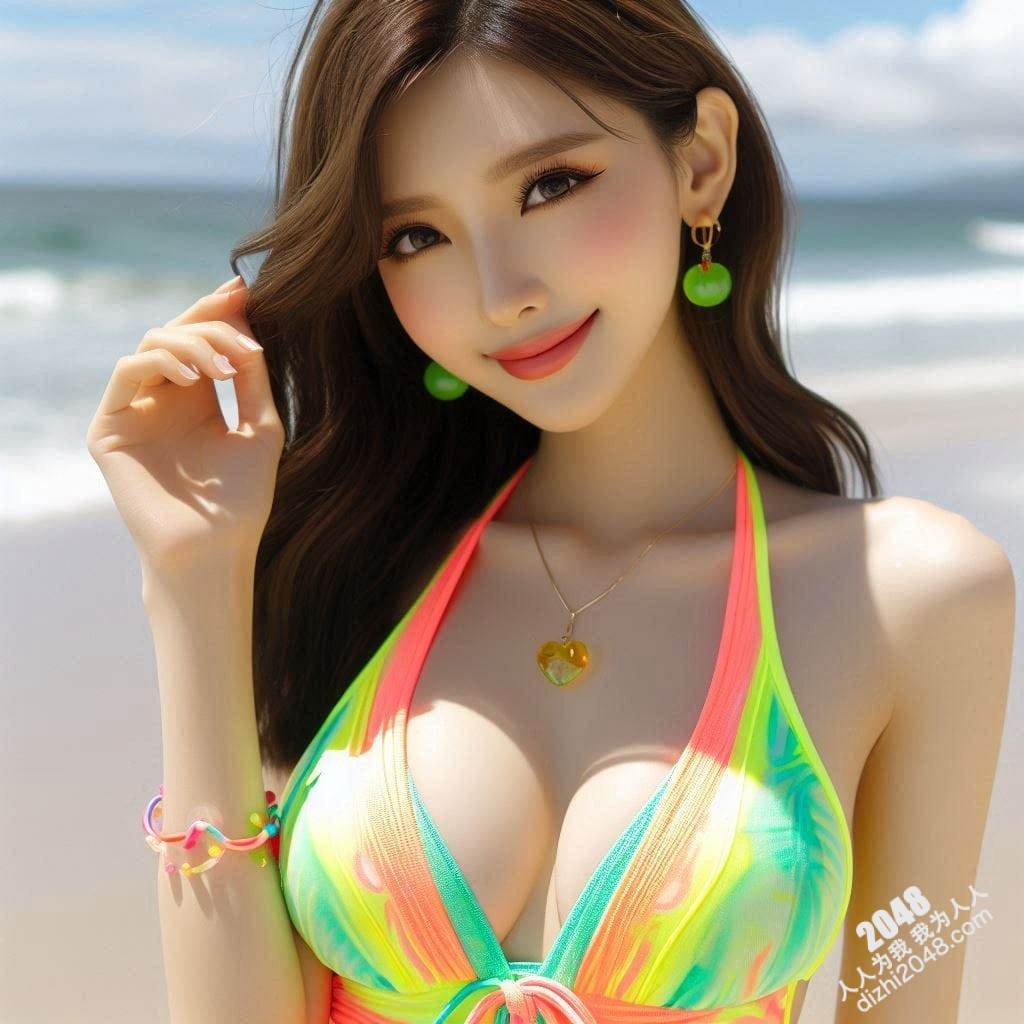 海滩艳遇：彩虹比基尼美女的夏日诱惑写真