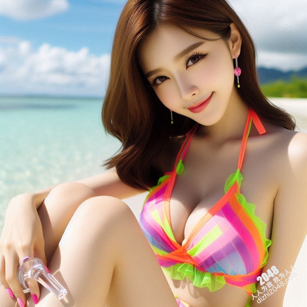 海滩艳遇：彩虹比基尼美女的夏日诱惑写真(25)