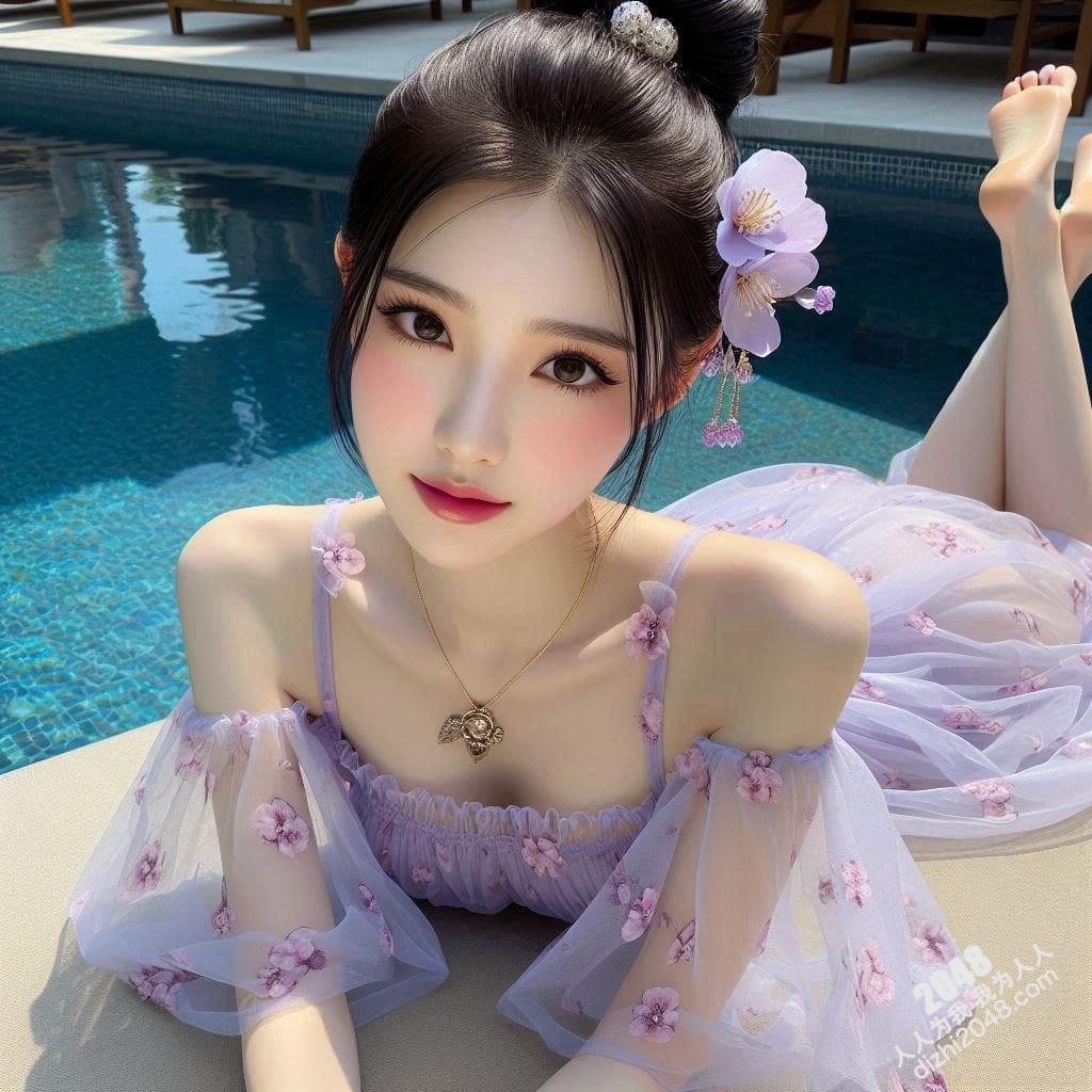 泳池边的樱花少女：诱人的曲线与青春的活力(6)