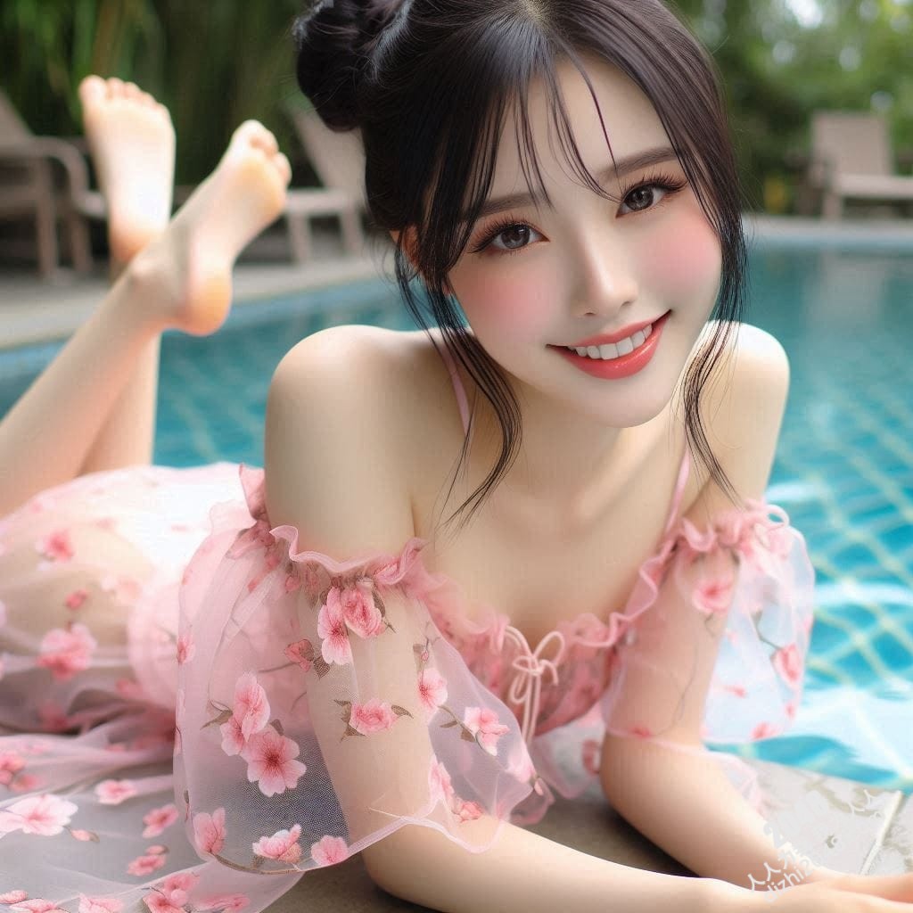 泳池边的樱花少女：诱人的曲线与青春的活力(22)