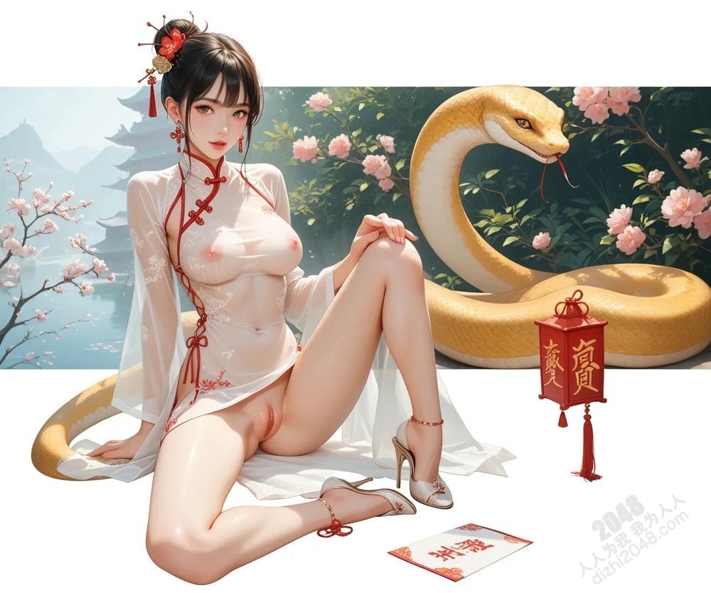 东方魅影：旗袍佳人蛇年写真，性感红衣诱惑，极致身材展现(19)