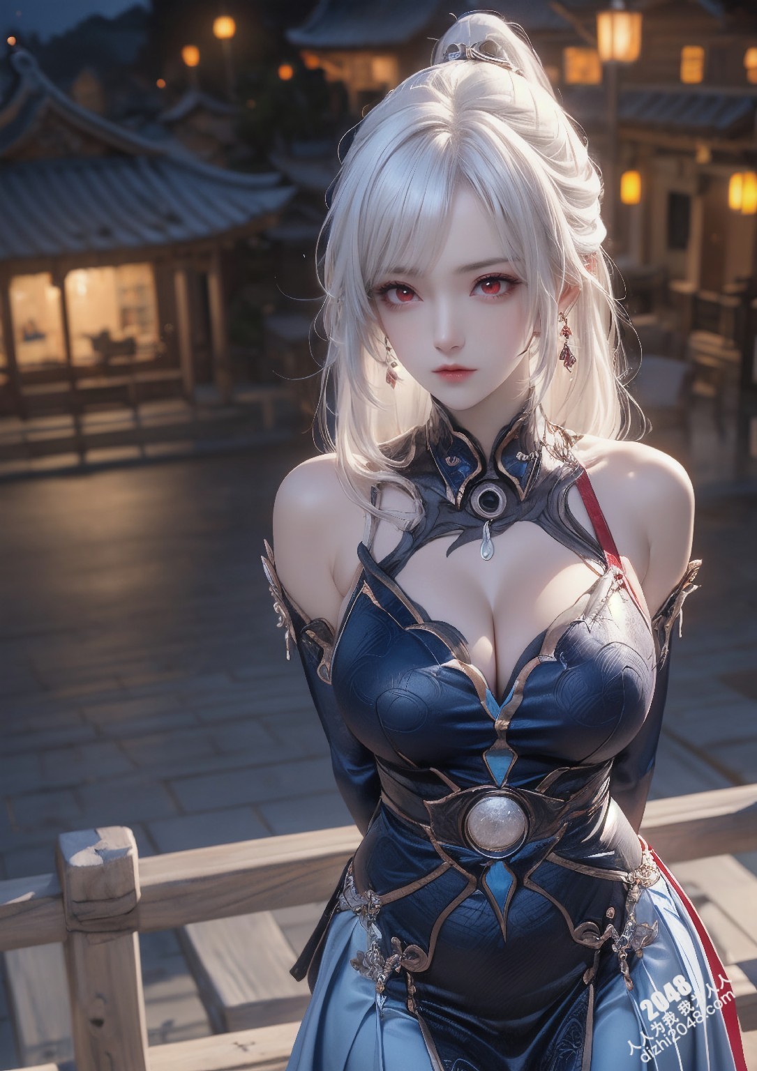 星穹铁道静流：月夜魅影，禁忌的诱惑。银发丽人，性感长袍，蒙眼神秘，东方古镇，致命吸引，禁忌之恋，角色扮演，COSPLAY(16)