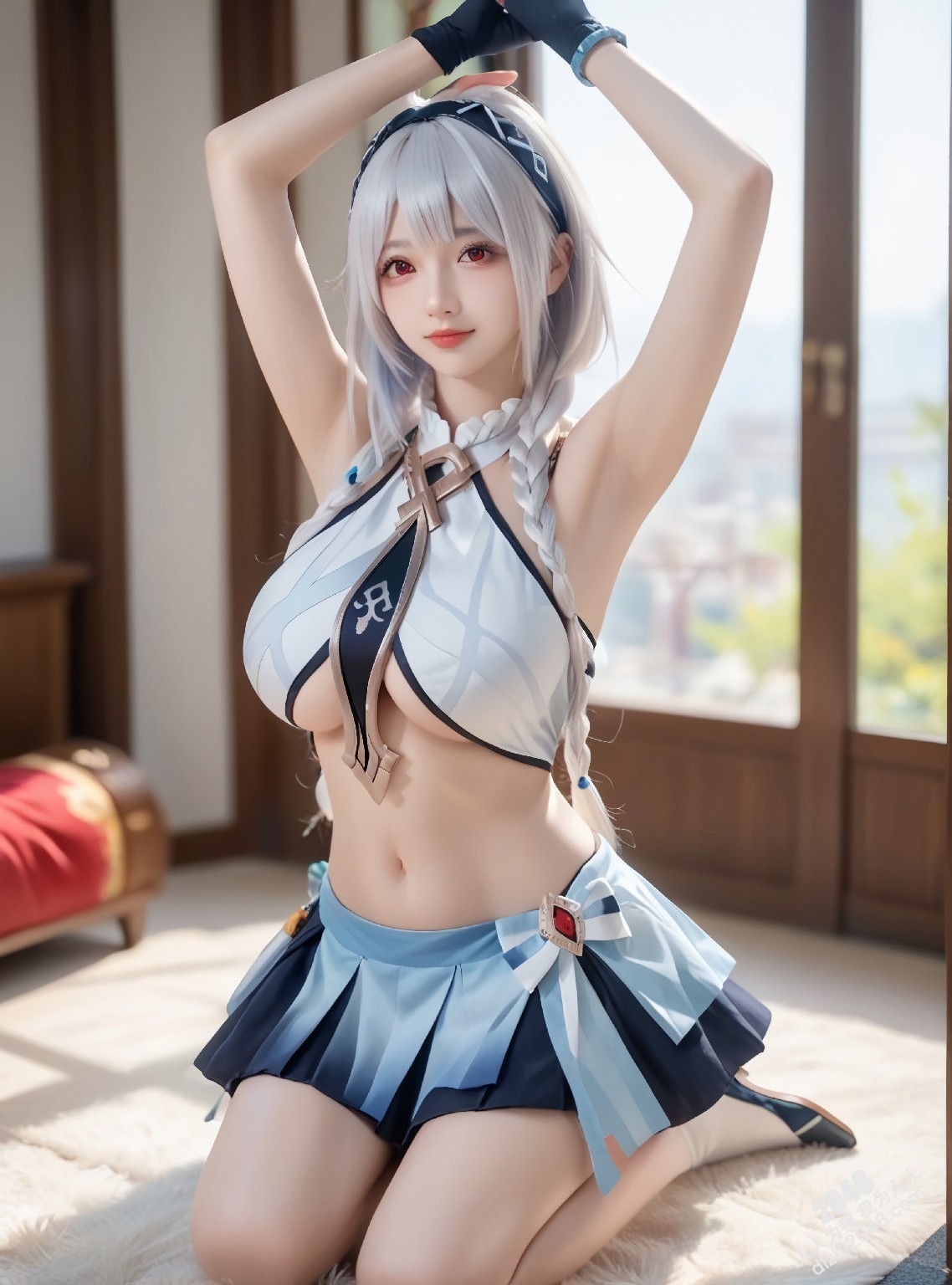 玛拉妮-原神cos：白丝兔女郎的诱惑，令人心动的原神角色扮演(4)