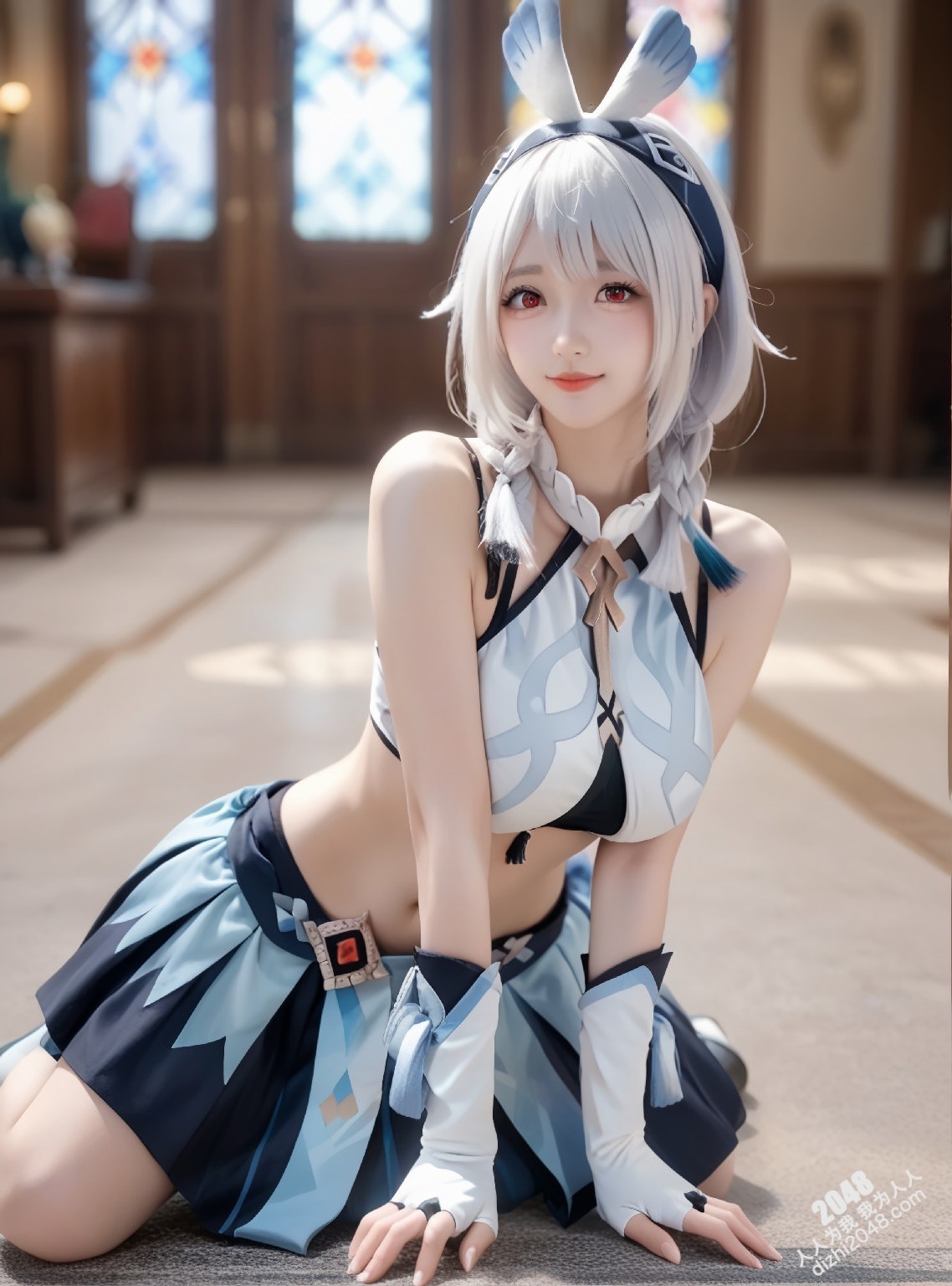 玛拉妮-原神cos：白丝兔女郎的诱惑，令人心动的原神角色扮演(8)
