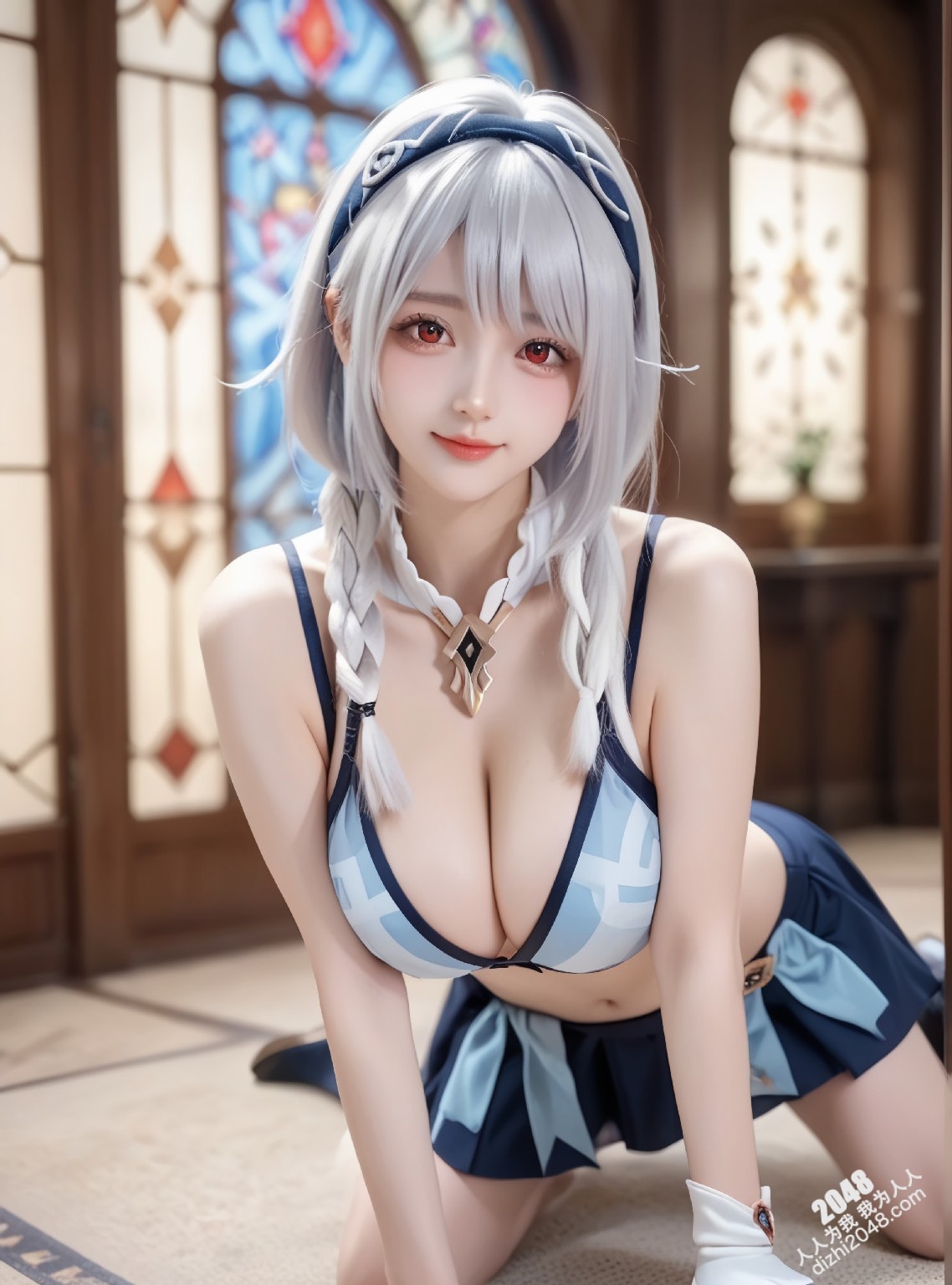 玛拉妮-原神cos：白丝兔女郎的诱惑，令人心动的原神角色扮演(10)