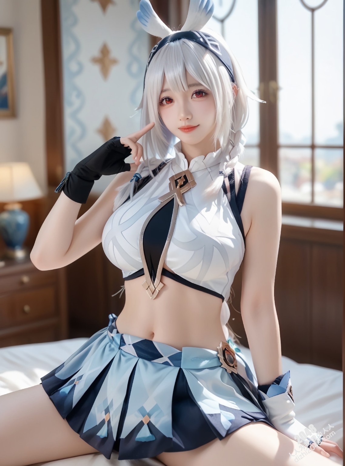 玛拉妮-原神cos：白丝兔女郎的诱惑，令人心动的原神角色扮演(12)