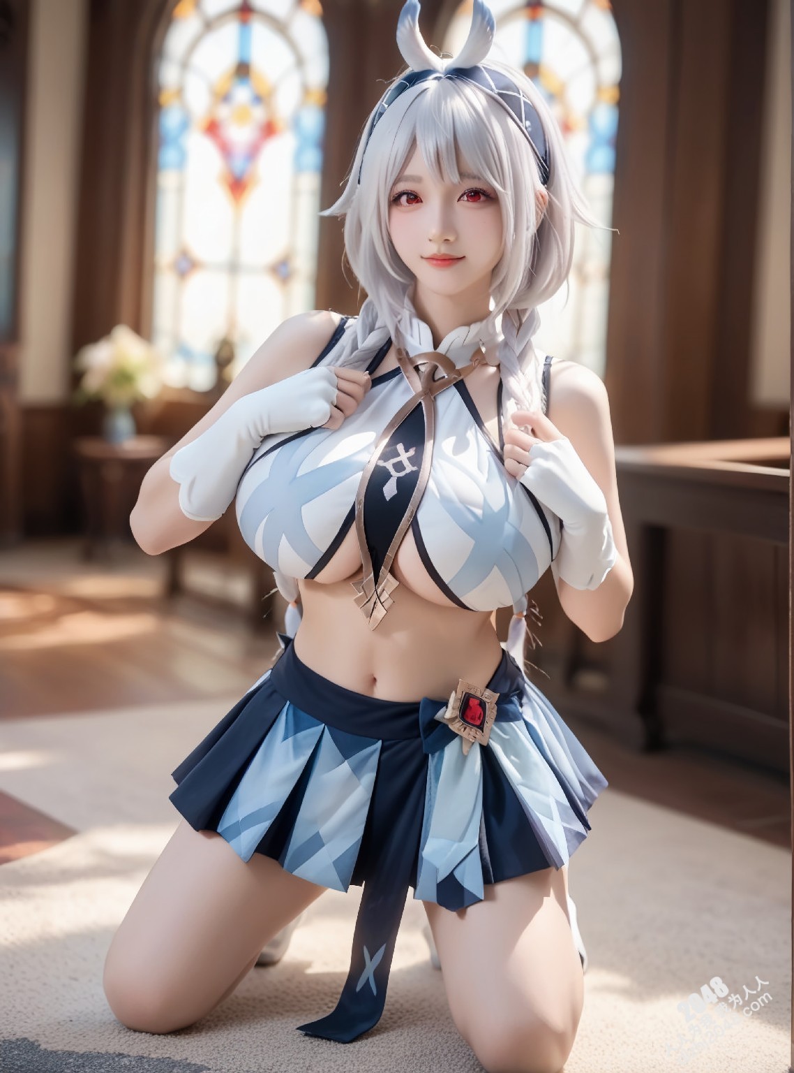 玛拉妮-原神cos：白丝兔女郎的诱惑，令人心动的原神角色扮演(14)