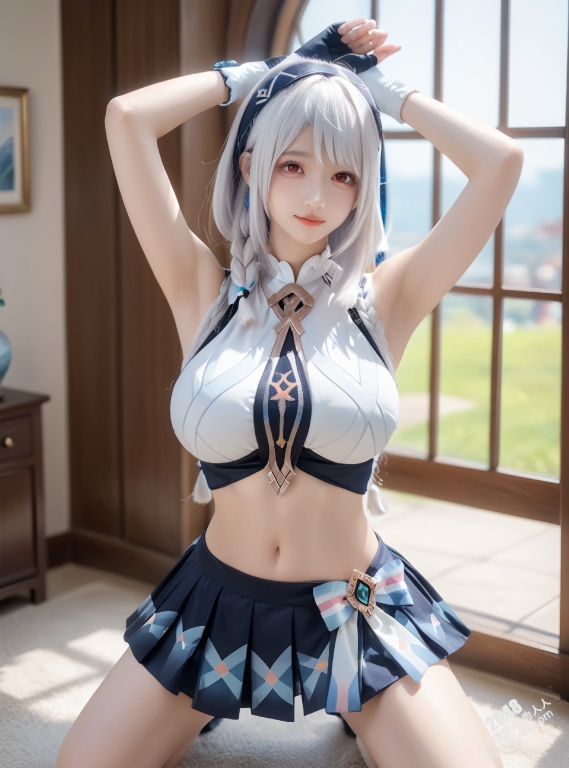 玛拉妮-原神cos：白丝兔女郎的诱惑，令人心动的原神角色扮演(18)