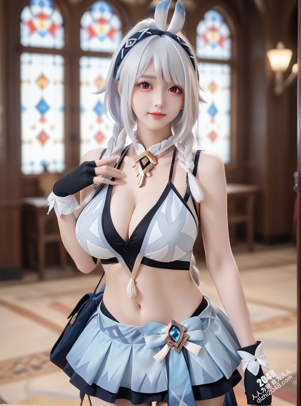 玛拉妮-原神cos：白丝兔女郎的诱惑，令人心动的原神角色扮演(19)