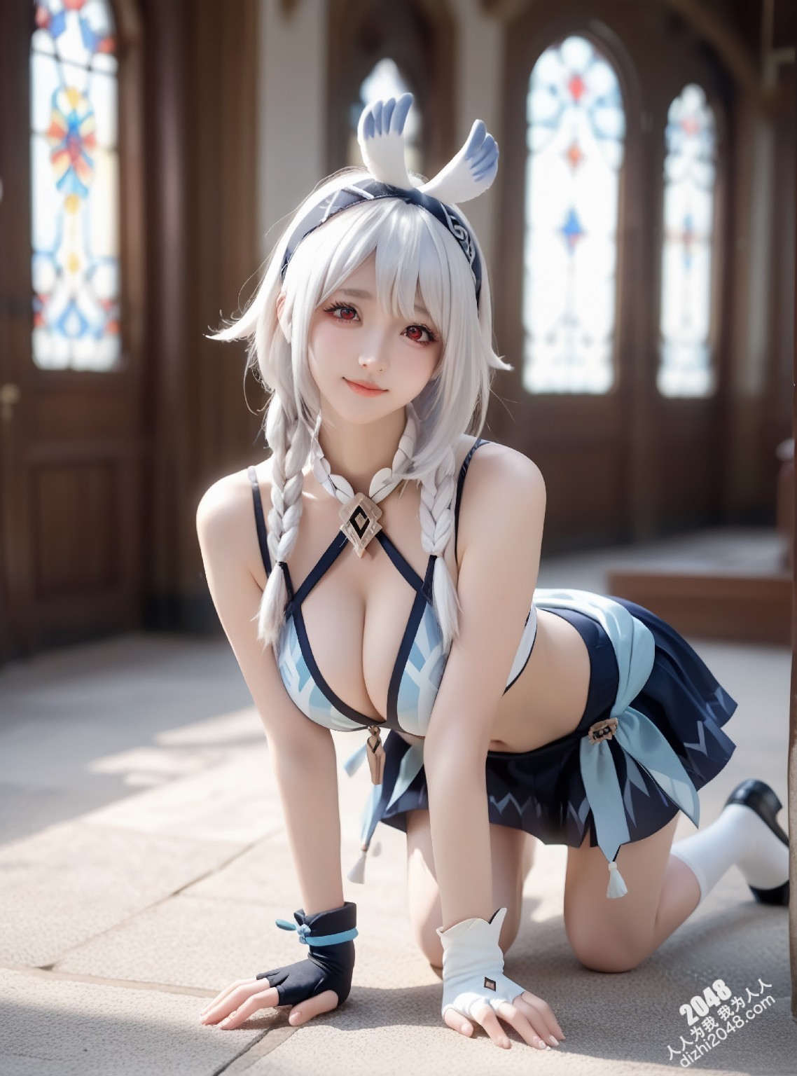 玛拉妮-原神cos：白丝兔女郎的诱惑，令人心动的原神角色扮演(21)