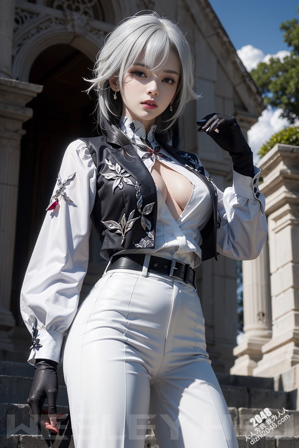 原神阿蕾奇诺蒙德城外写真：烈日下的魅惑女王，性感皮衣下的曼妙身姿(2)