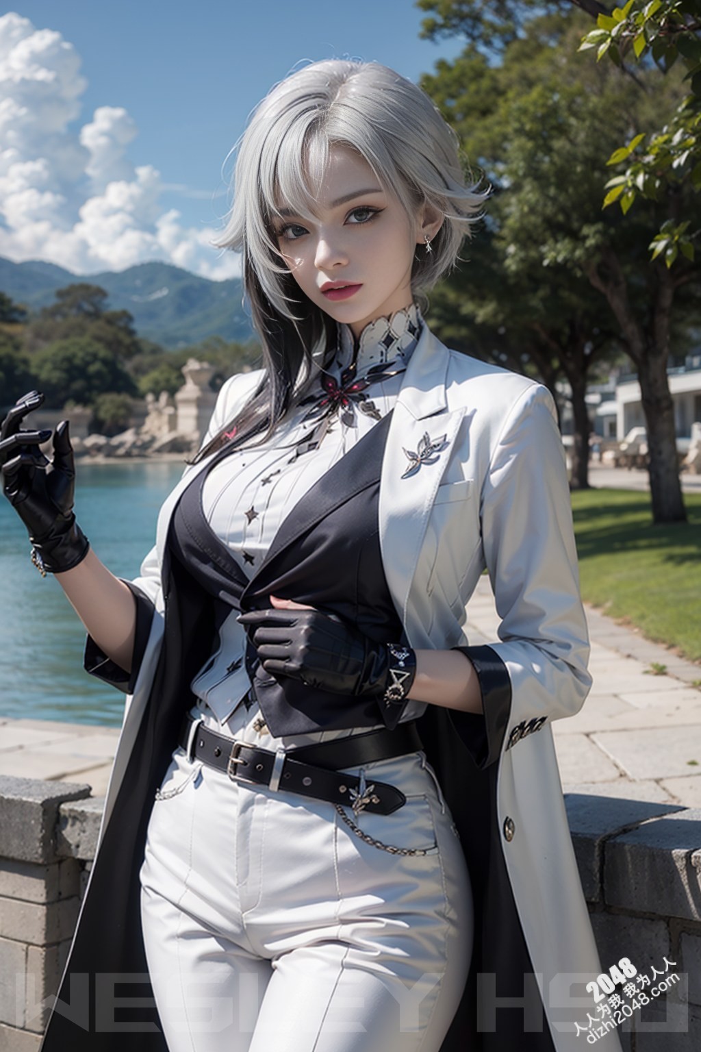 原神阿蕾奇诺蒙德城外写真：烈日下的魅惑女王，性感皮衣下的曼妙身姿(6)