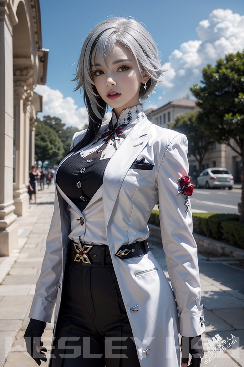 原神阿蕾奇诺蒙德城外写真：烈日下的魅惑女王，性感皮衣下的曼妙身姿(8)