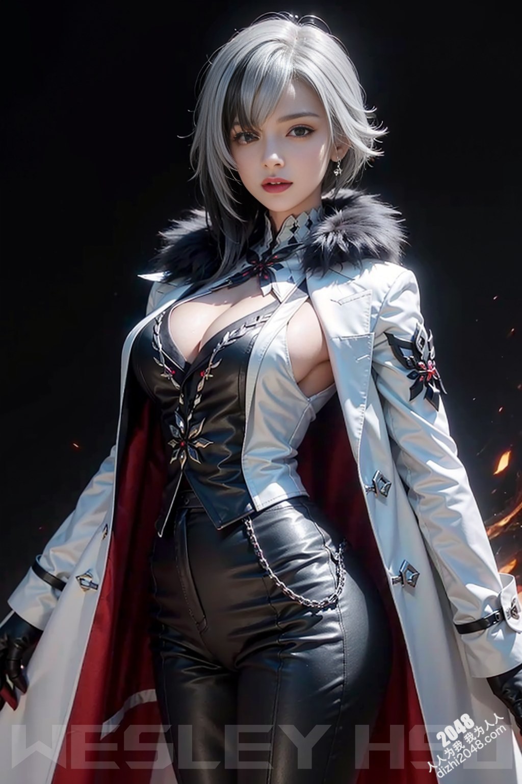 原神阿蕾奇诺蒙德城外写真：烈日下的魅惑女王，性感皮衣下的曼妙身姿(10)