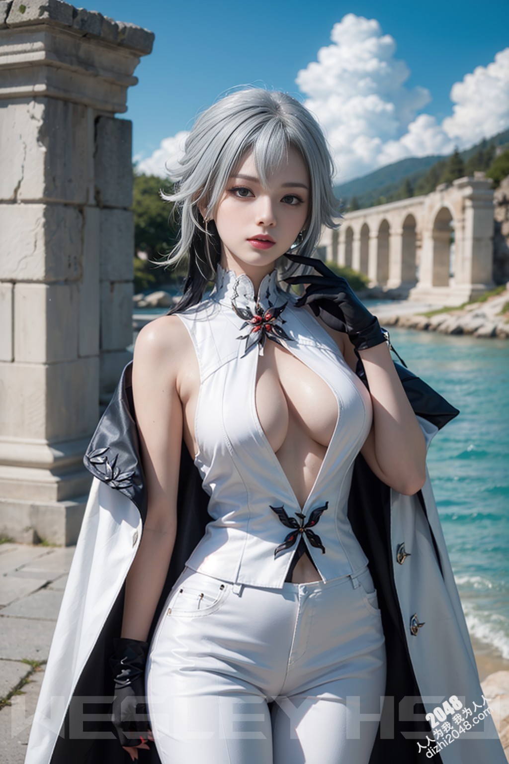 原神阿蕾奇诺蒙德城外写真：烈日下的魅惑女王，性感皮衣下的曼妙身姿(21)
