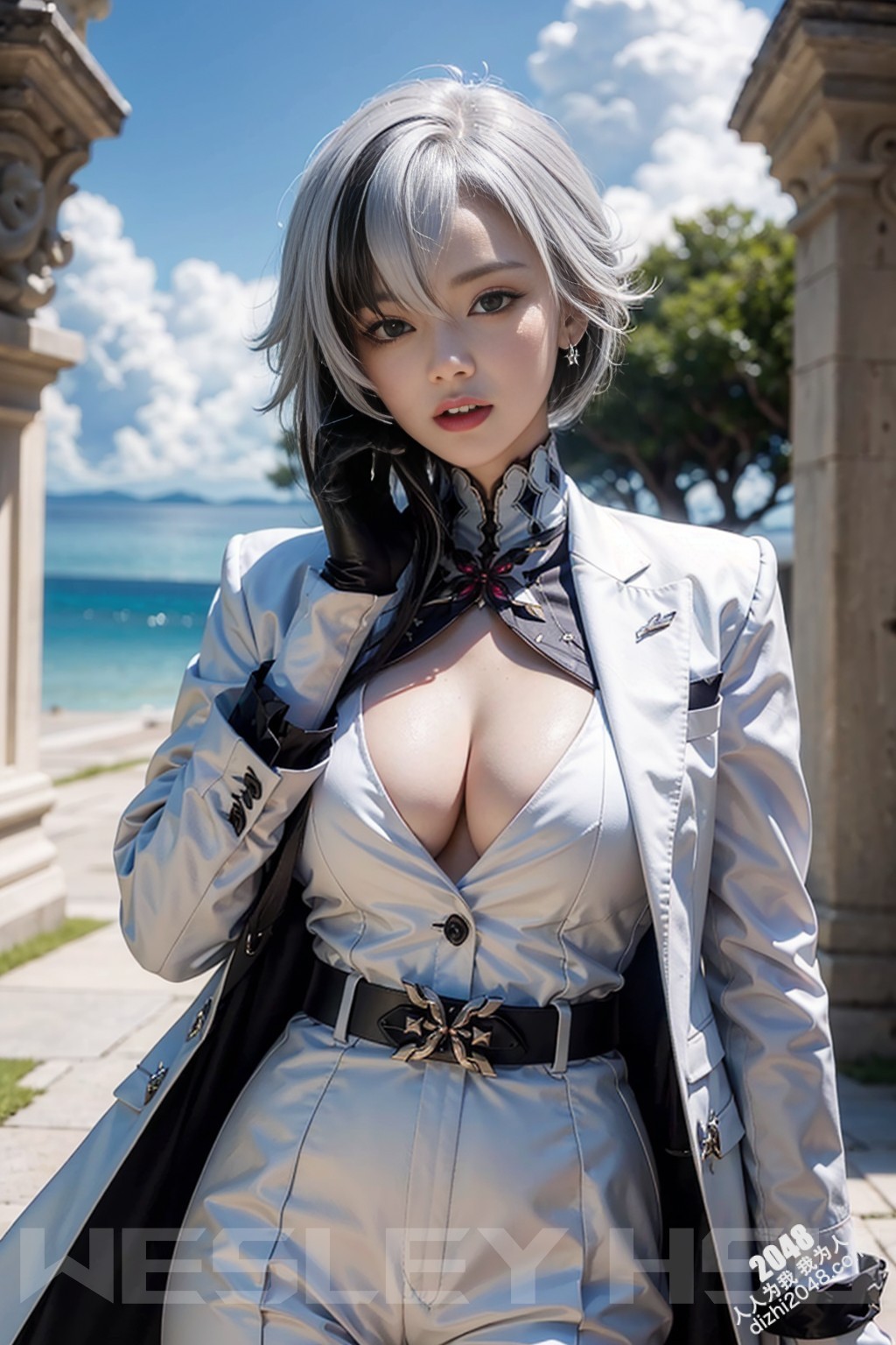 原神阿蕾奇诺蒙德城外写真：烈日下的魅惑女王，性感皮衣下的曼妙身姿(24)