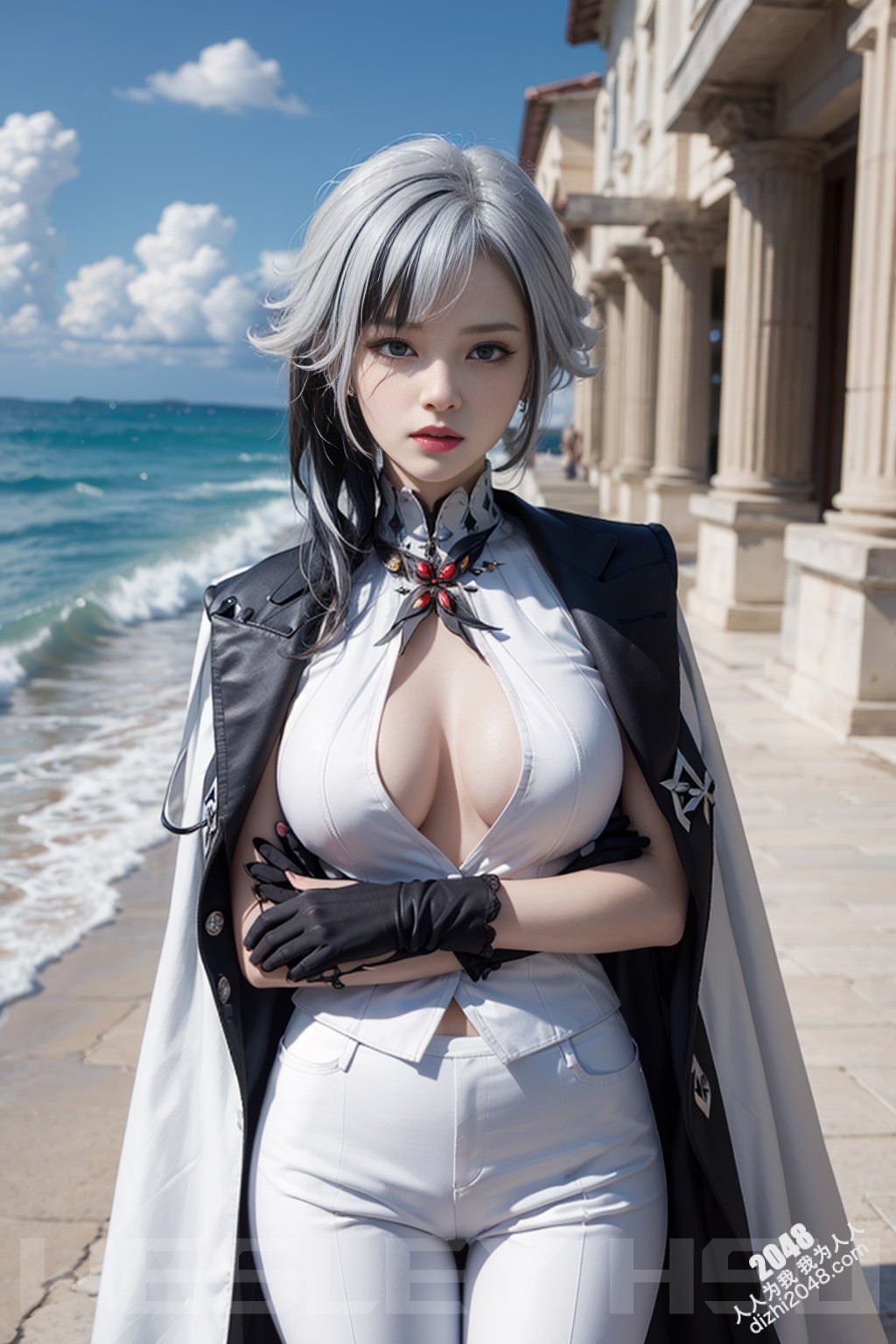 原神阿蕾奇诺蒙德城外写真：烈日下的魅惑女王，性感皮衣下的曼妙身姿(23)