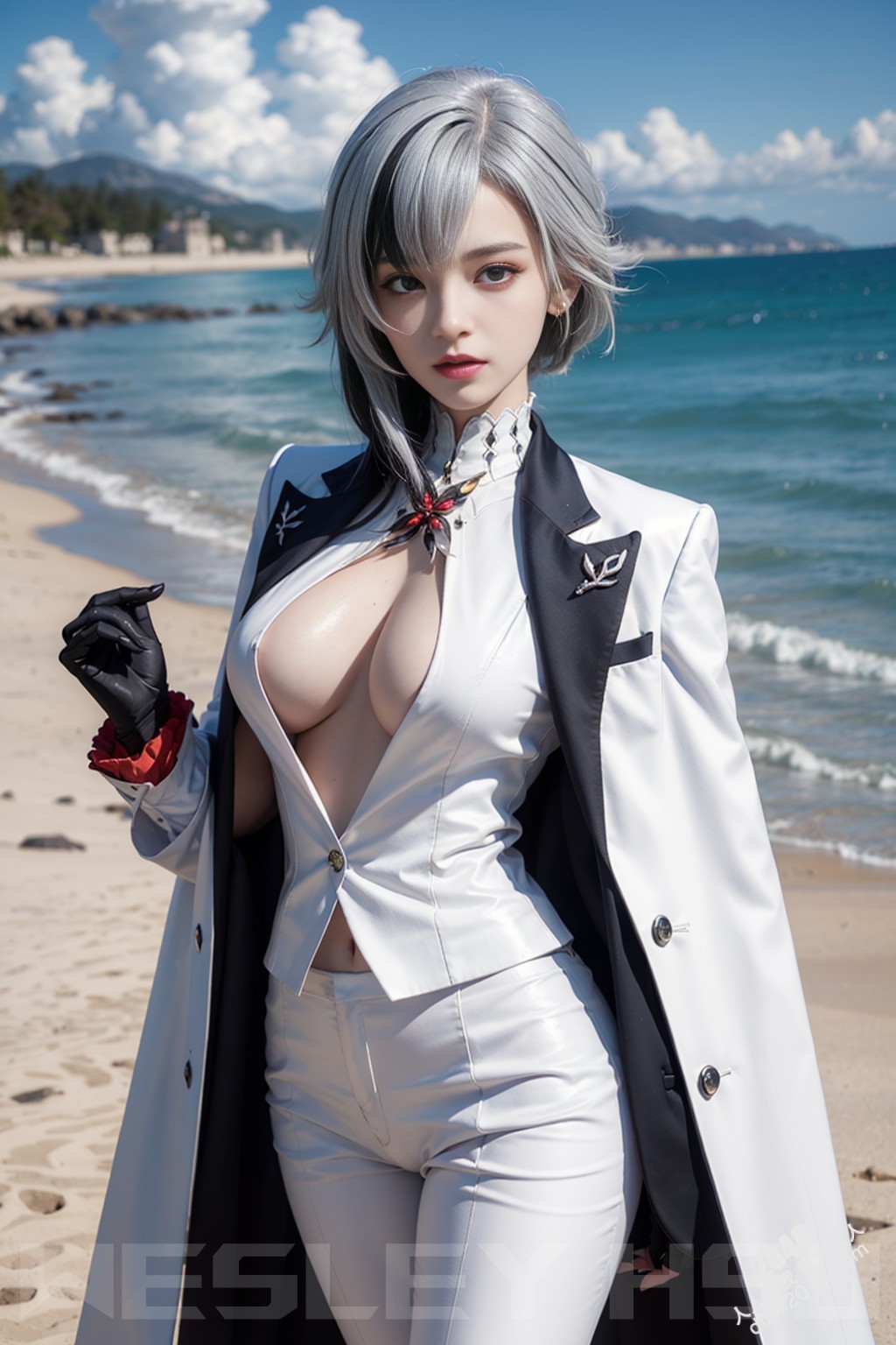 原神阿蕾奇诺蒙德城外写真：烈日下的魅惑女王，性感皮衣下的曼妙身姿(27)
