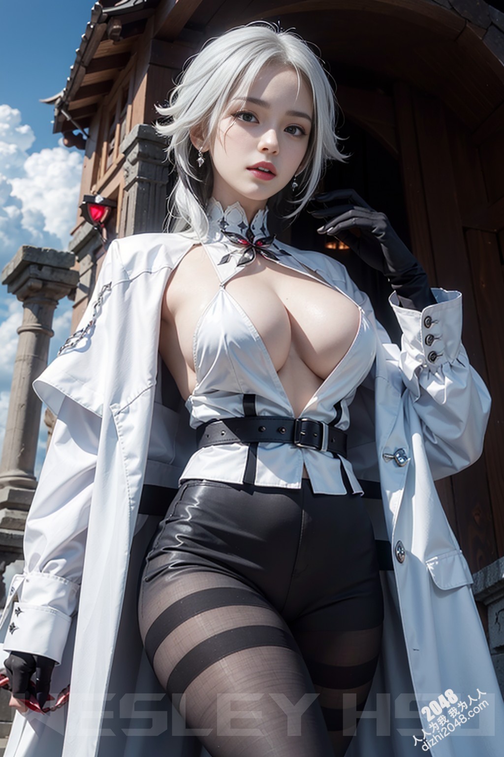 原神阿蕾奇诺蒙德城外写真：烈日下的魅惑女王，性感皮衣下的曼妙身姿(28)